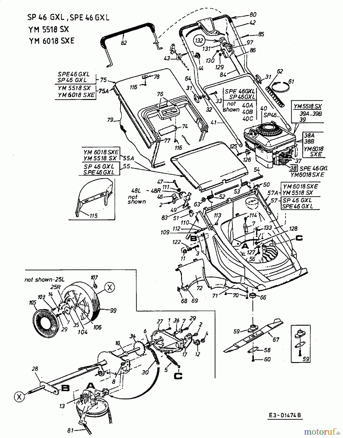  MTD Petrol mower self propelled SP 46 GXL 12A-X78C678  (2002) Basic machine