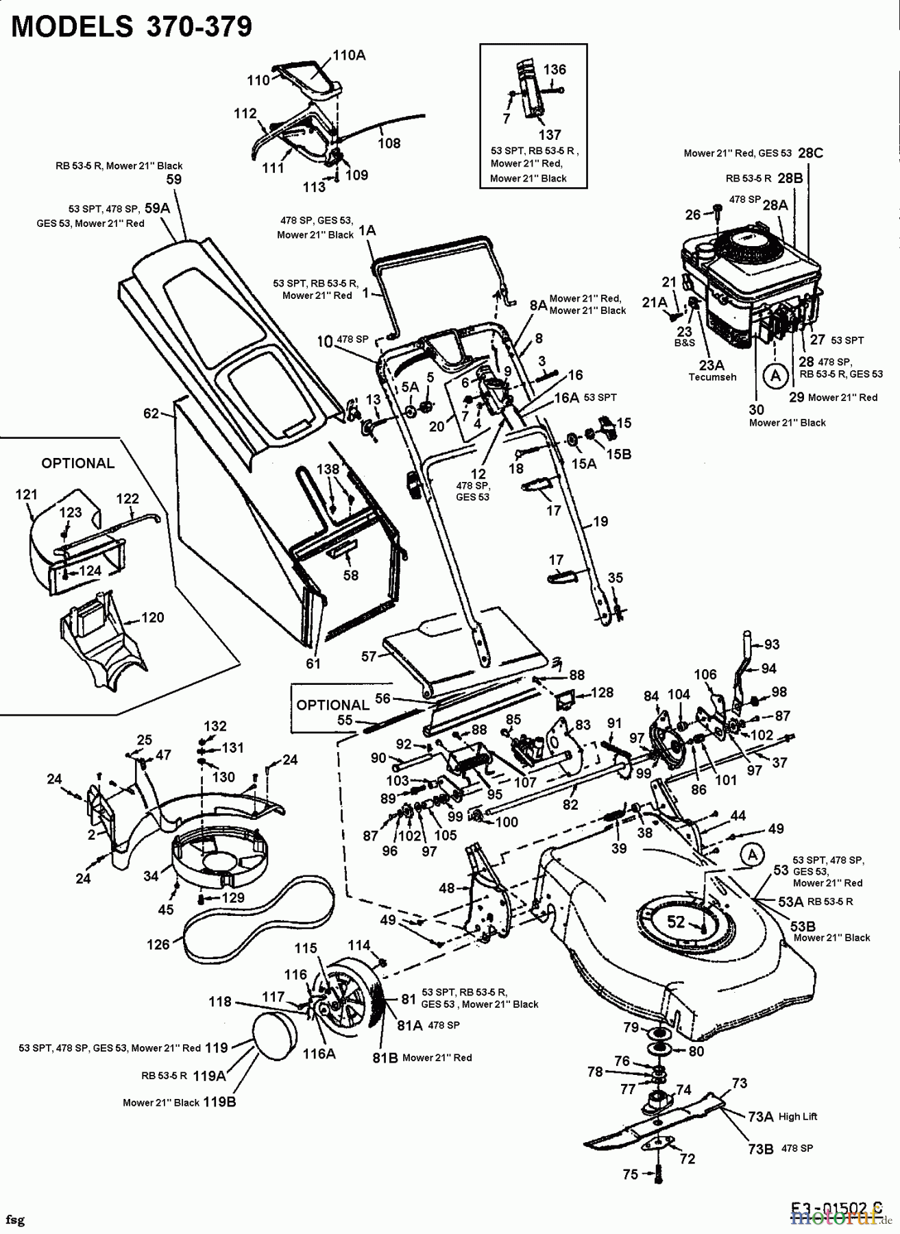  MTD Petrol mower self propelled GES 53 12A-378C678  (2002) Basic machine