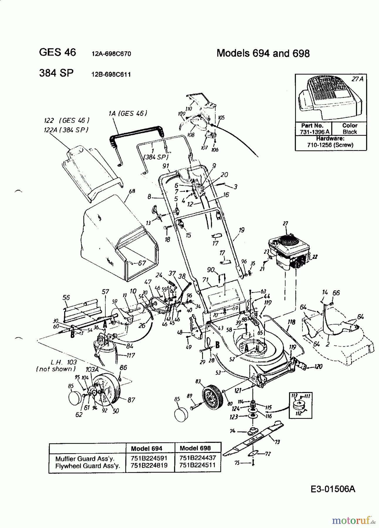  MTD Petrol mower self propelled GES 46 12A-698C670  (2000) Basic machine