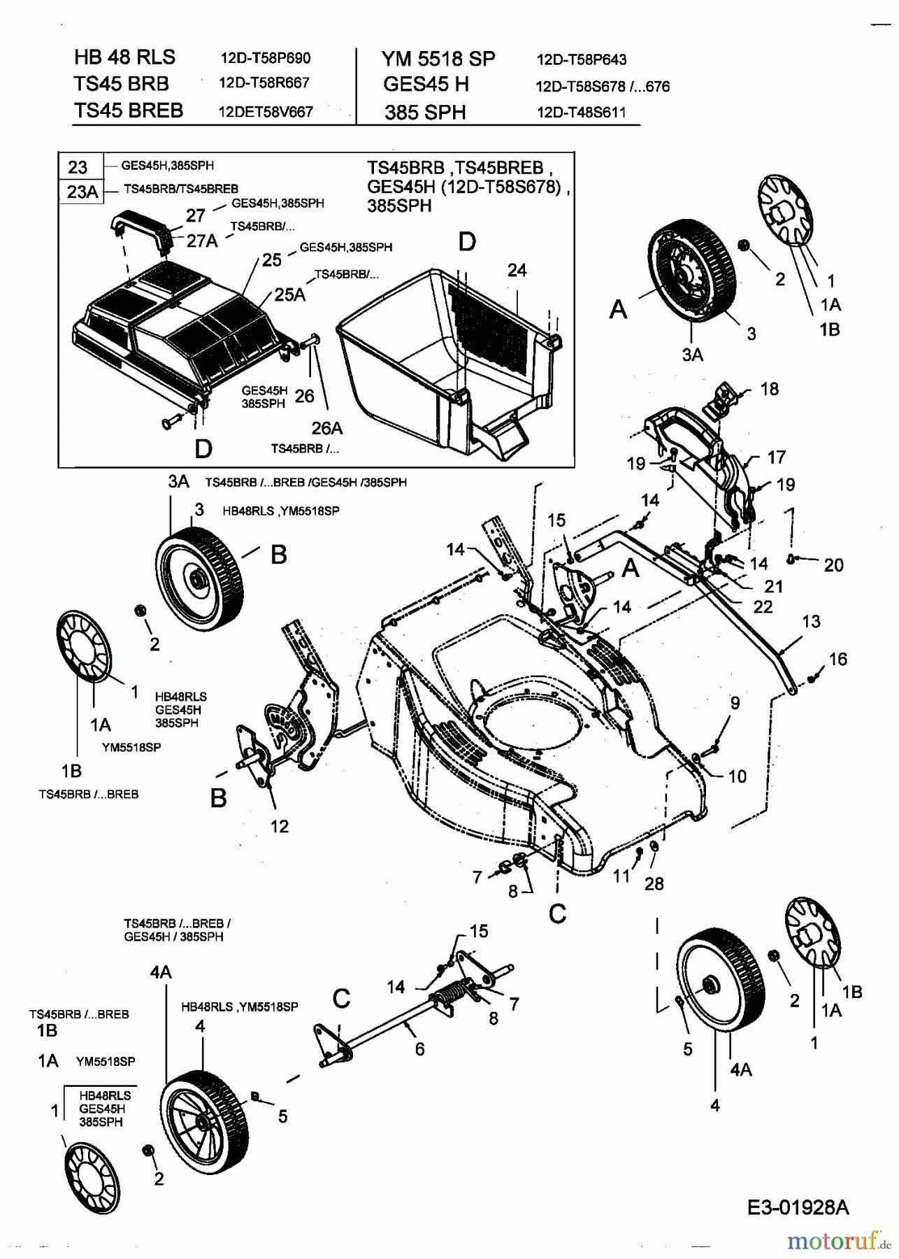  MTD Petrol mower self propelled GES 45 H 12D-T58S676  (2004) Grass box, Wheels, Cutting hight adjustment