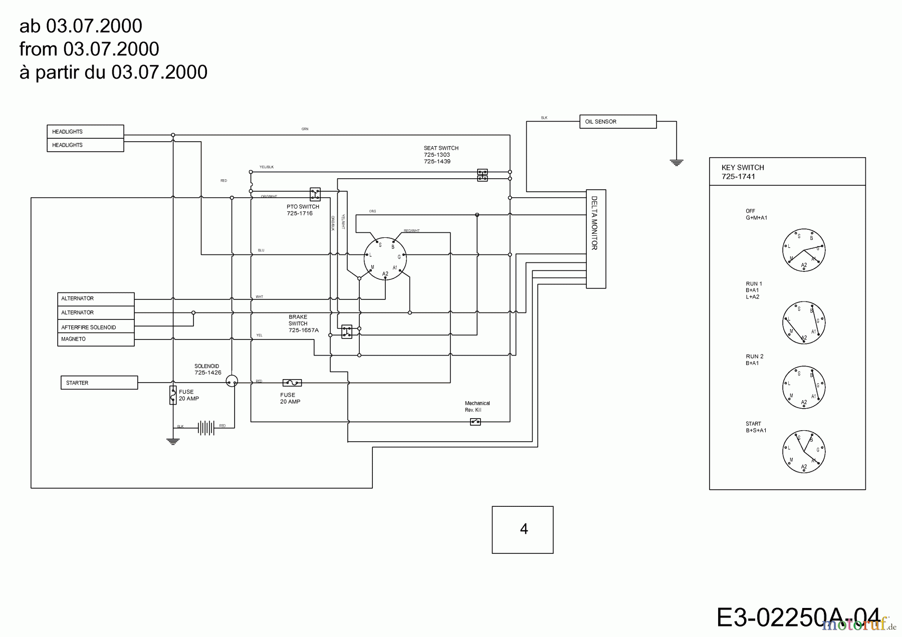  Gutbrod Lawn tractors Sprint SLX 117 S 13AT606H690  (2001) Wiring diagram from 03.07.2000