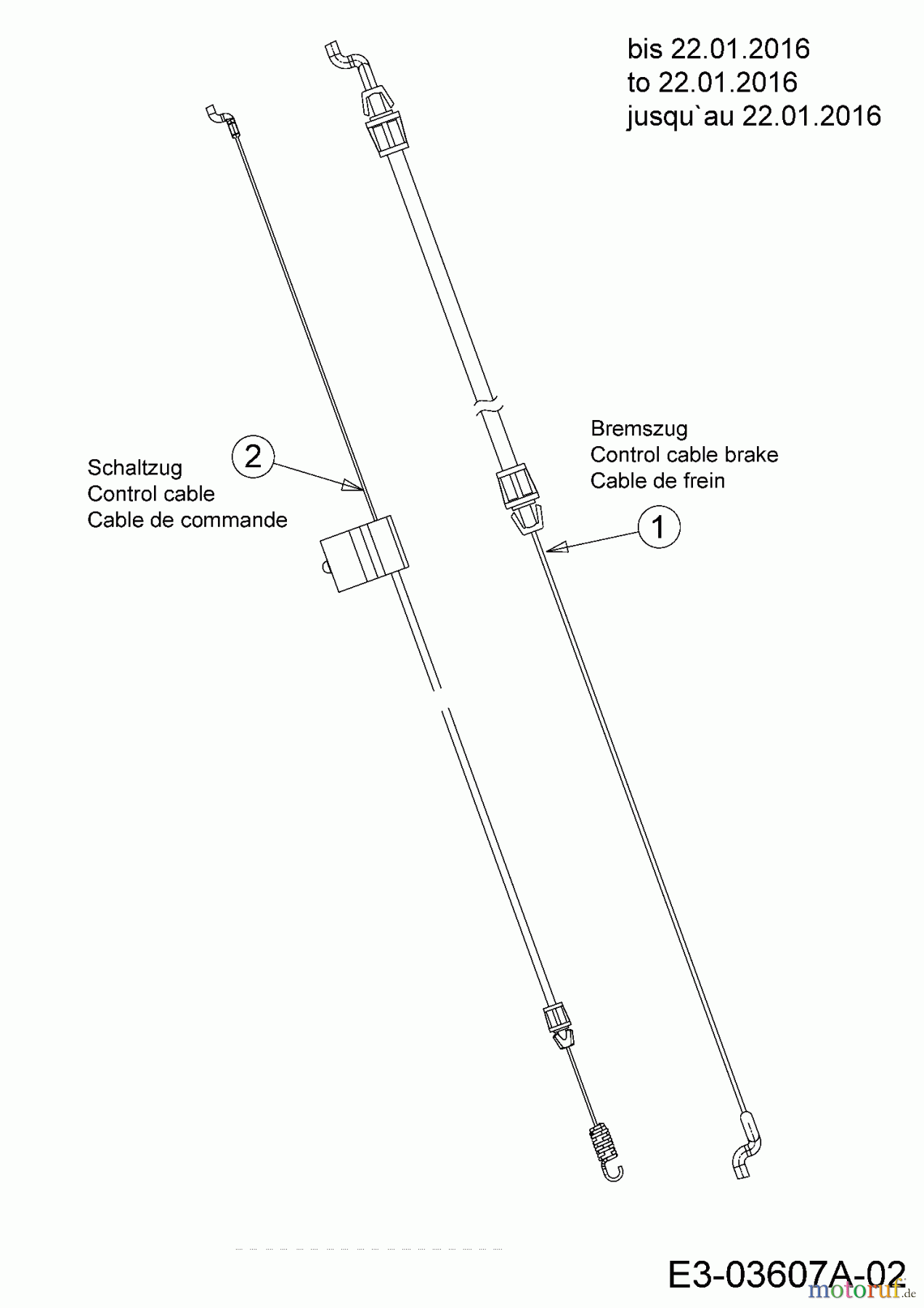  Wolf-Garten Petrol mower self propelled A 460 AHW 12A-TVSC650  (2016) Control cable brake, Control cable to 22.01.2016