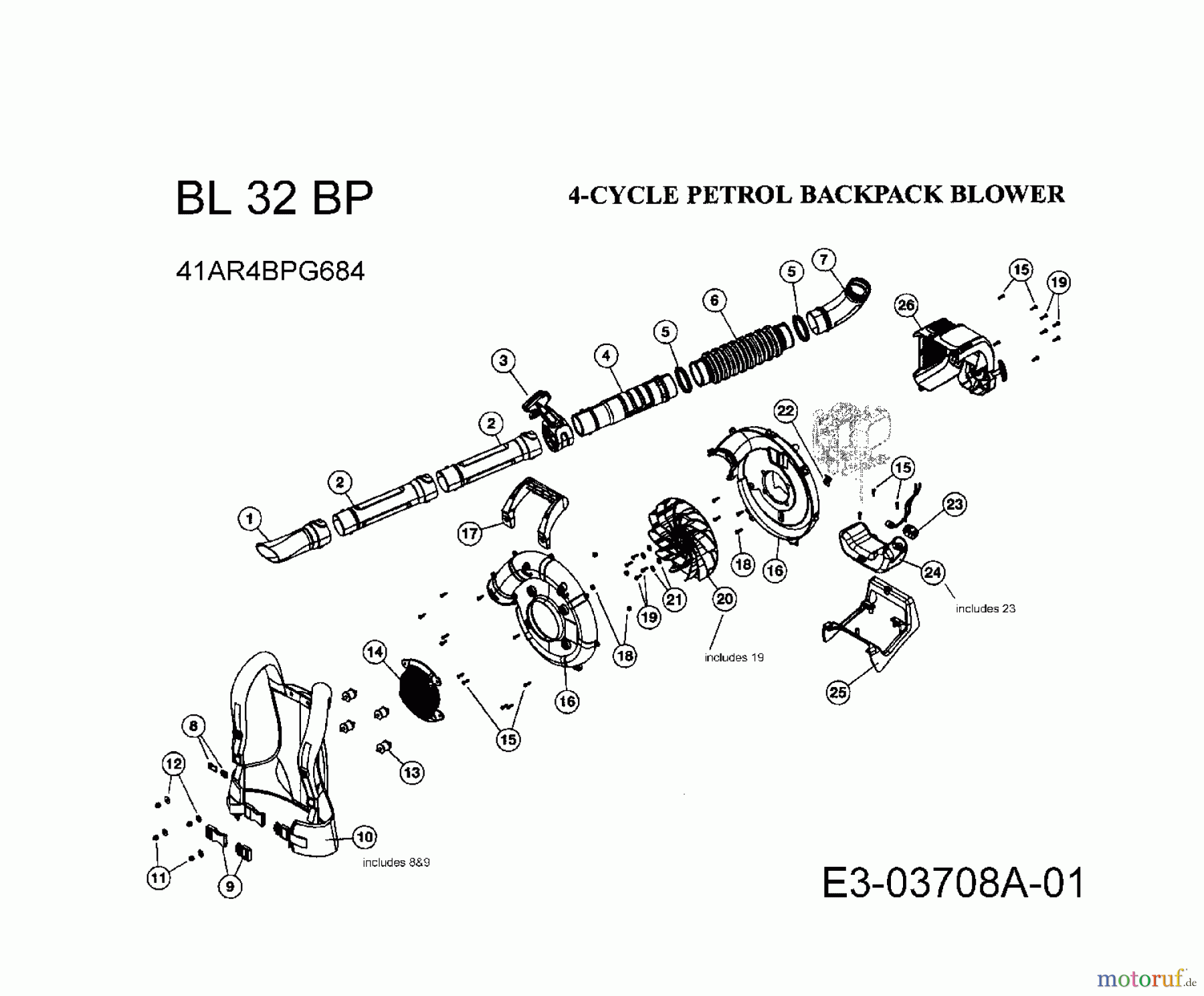  Bolens Leaf blower, Blower vac BL 32 BP 41AR4BPG684  (2008) Basic machine