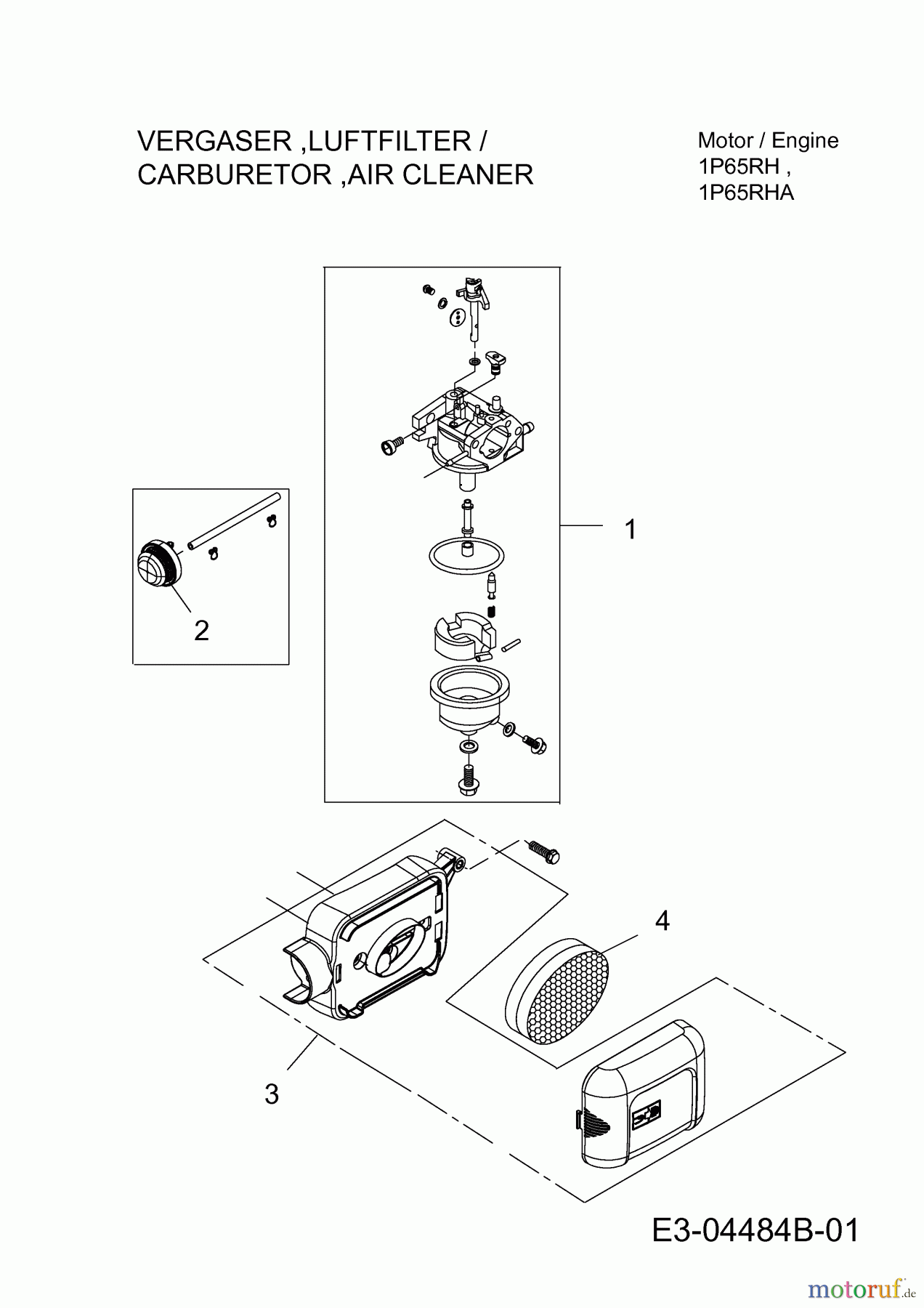  MTD-Engines MTD vertical 1 P 65 RHA 752Z1P65RHA  (2013) Carburetor, Air Cleaner