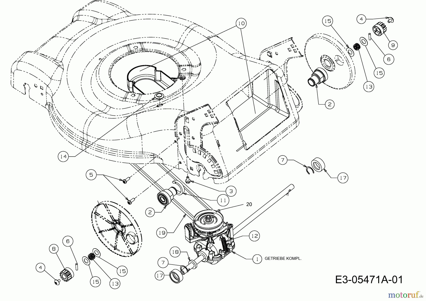  Bricoline Petrol mower self propelled 46 SP 12E-J54J625  (2010) Gearbox