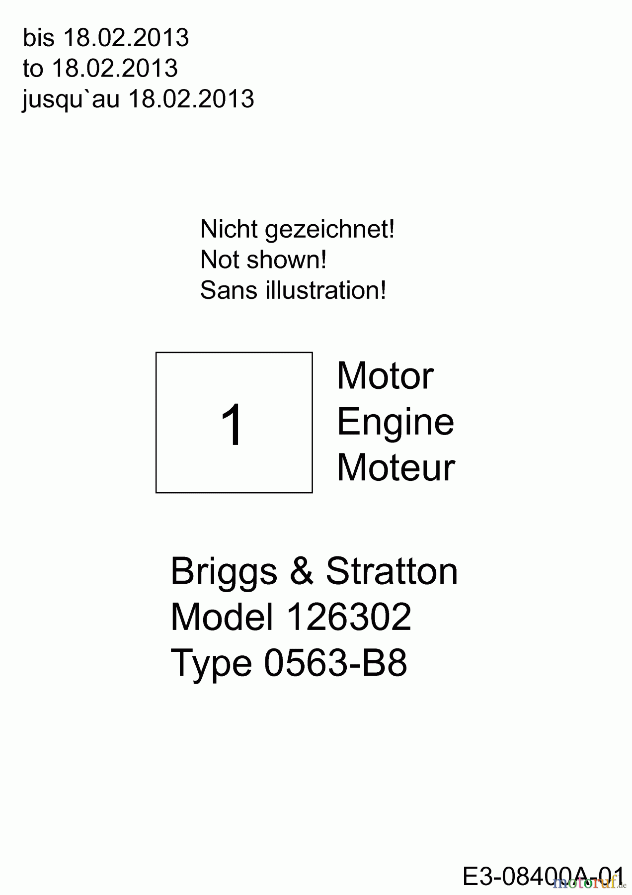  MTD Petrol verticutter VG 45 B 16CH6A0E678  (2013) Engine Briggs & Stratton to 18.02.2013
