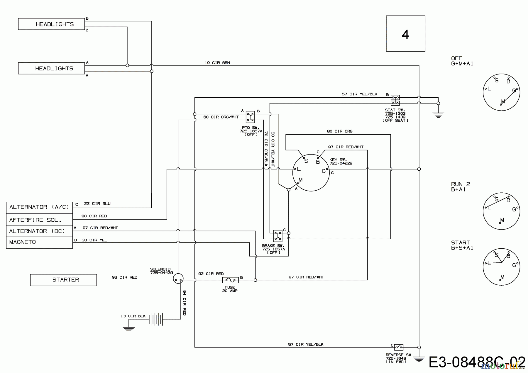  MTD Lawn tractors 13.5/38 13A1765F308  (2015) Wiring diagram