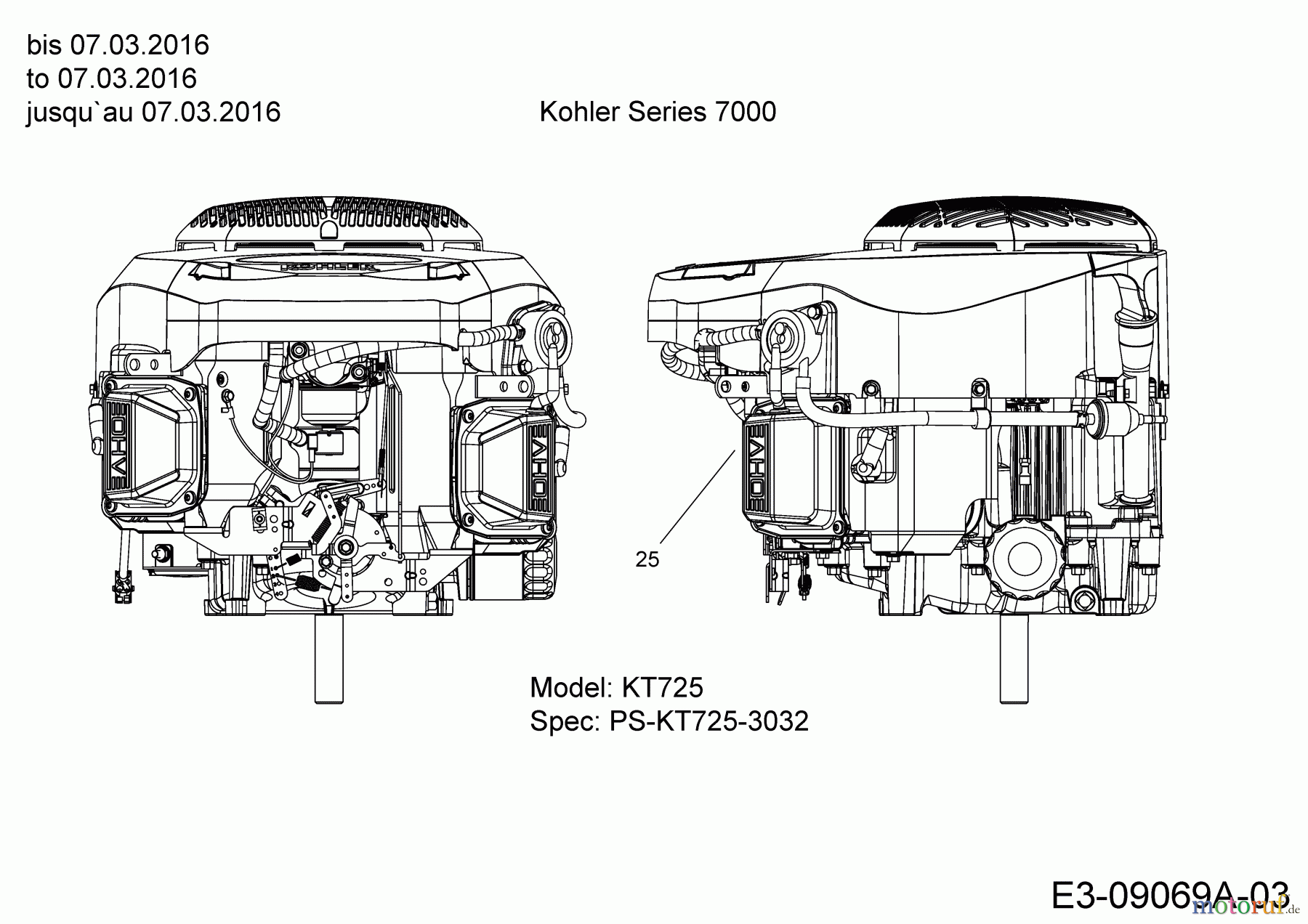  Massey Ferguson Rasentraktoren MF 46-22 SH 13HP93GT695  (2016) Motor Kohler bis 07.03.2016