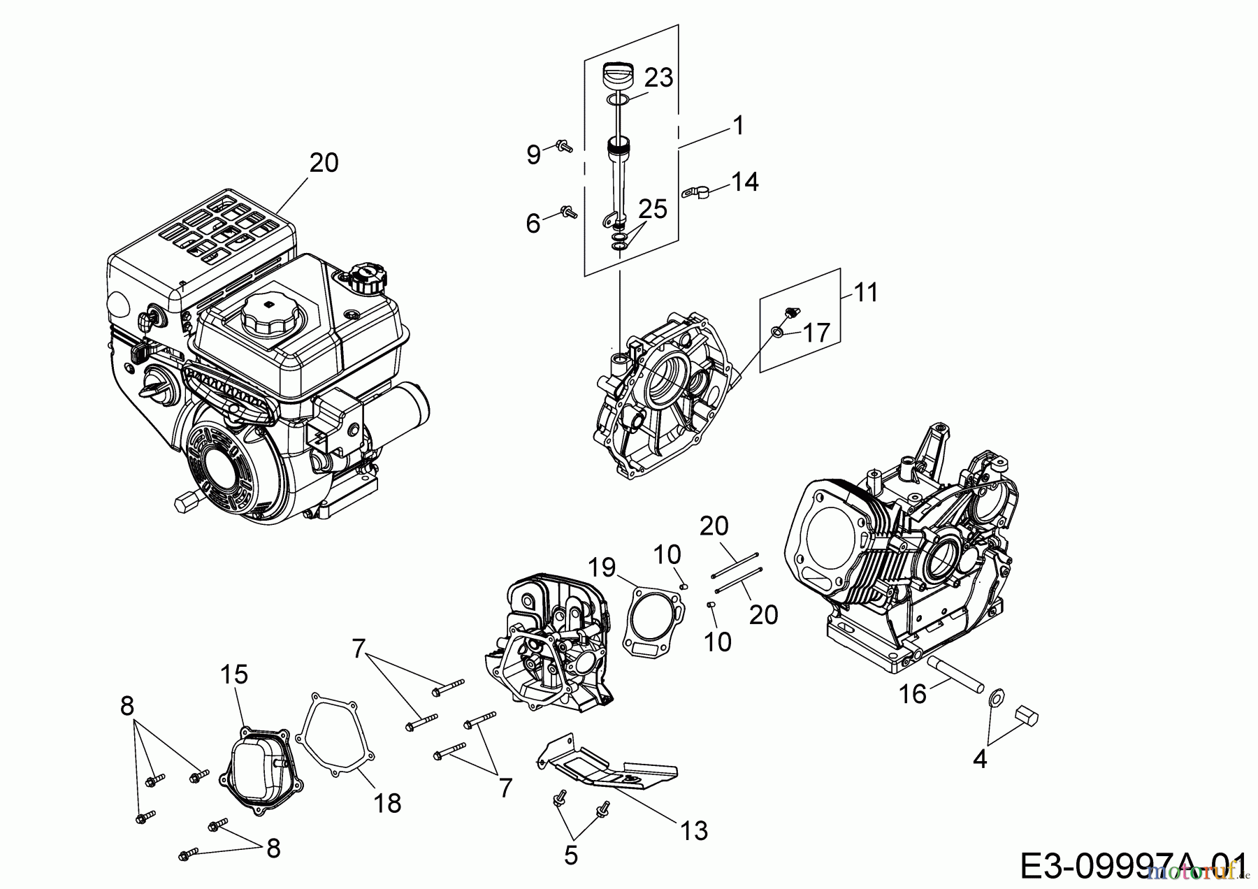  MTD-Engines Horizontal 678-SH 752Z678-SH  (2017) Baffle, Push rods, Dipstick, Cylinder head cover