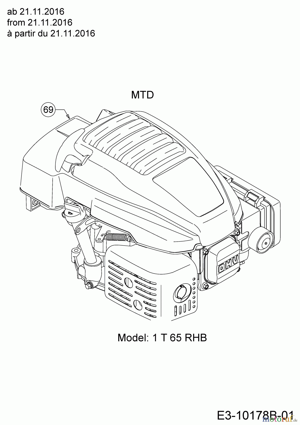  MTD Petrol mower self propelled Smart 46 SPOHW 12A-TBS4600  (2018) Engine MTD from 21.11.2016
