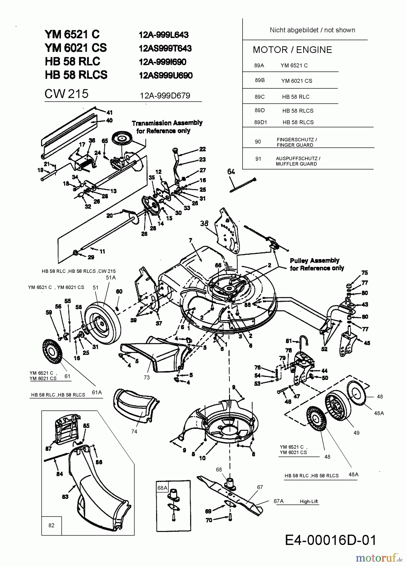  Yard-Man Motormäher mit Antrieb YM 6021 CS 12A-999T643  (2001) Getriebe, Messer, Schnitthöhenverstellung, Räder