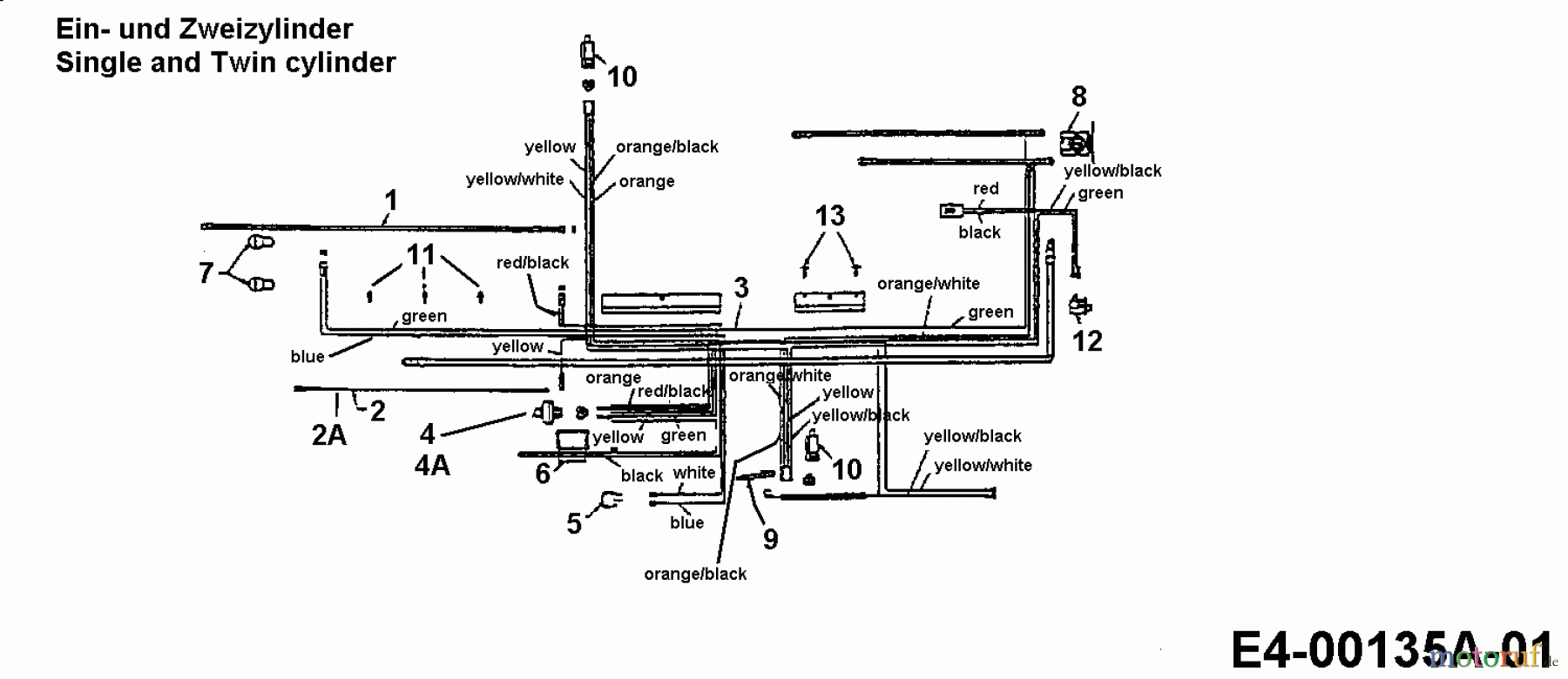  Golf Lawn tractors 125/102 N 13CH760N648  (1999) Wiring diagram single and twin cylinder engine