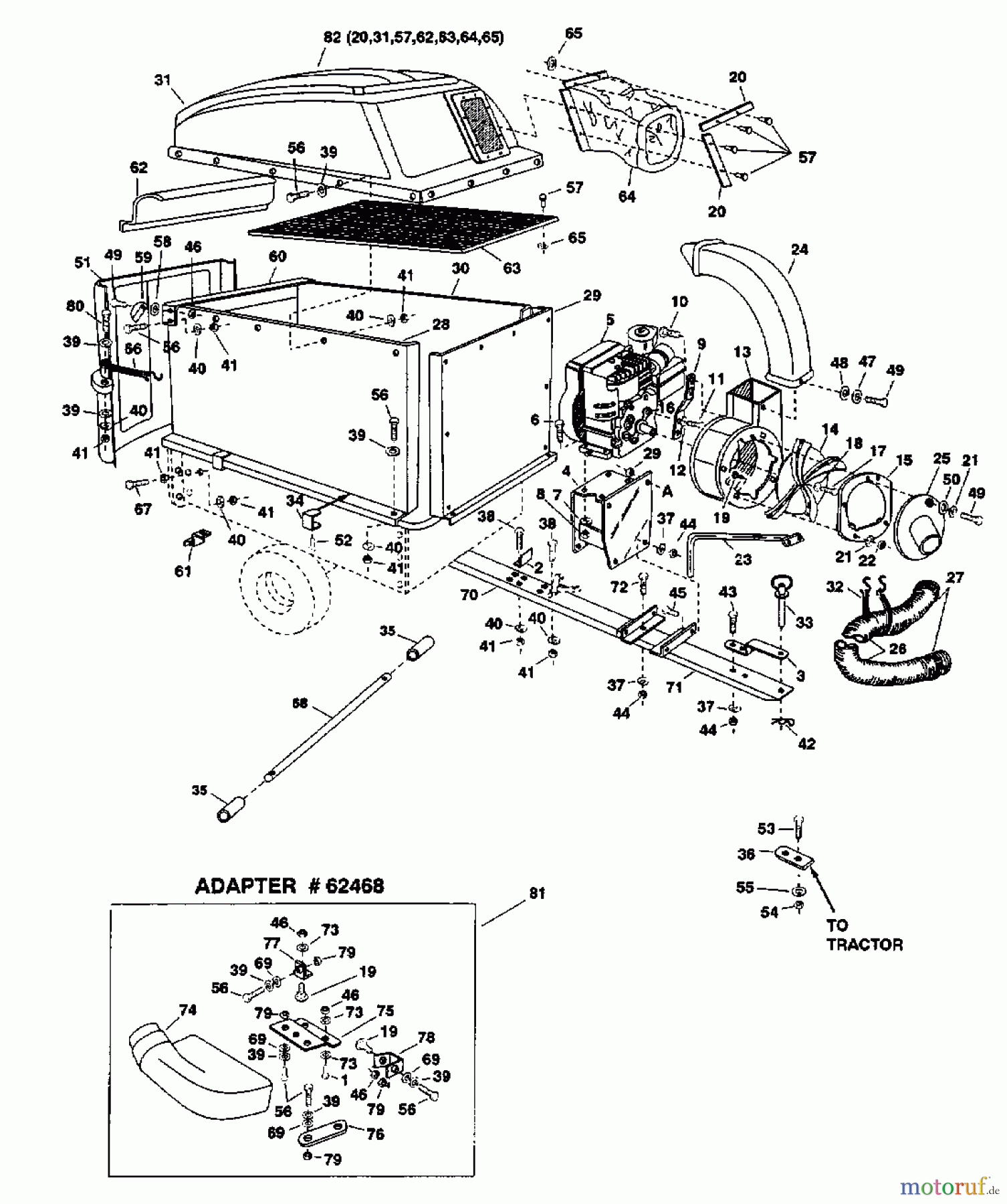  MTD Accessories Accessories garden and lawn tractors Blower Mow-Vac 45-01884  (2001) Basic machine