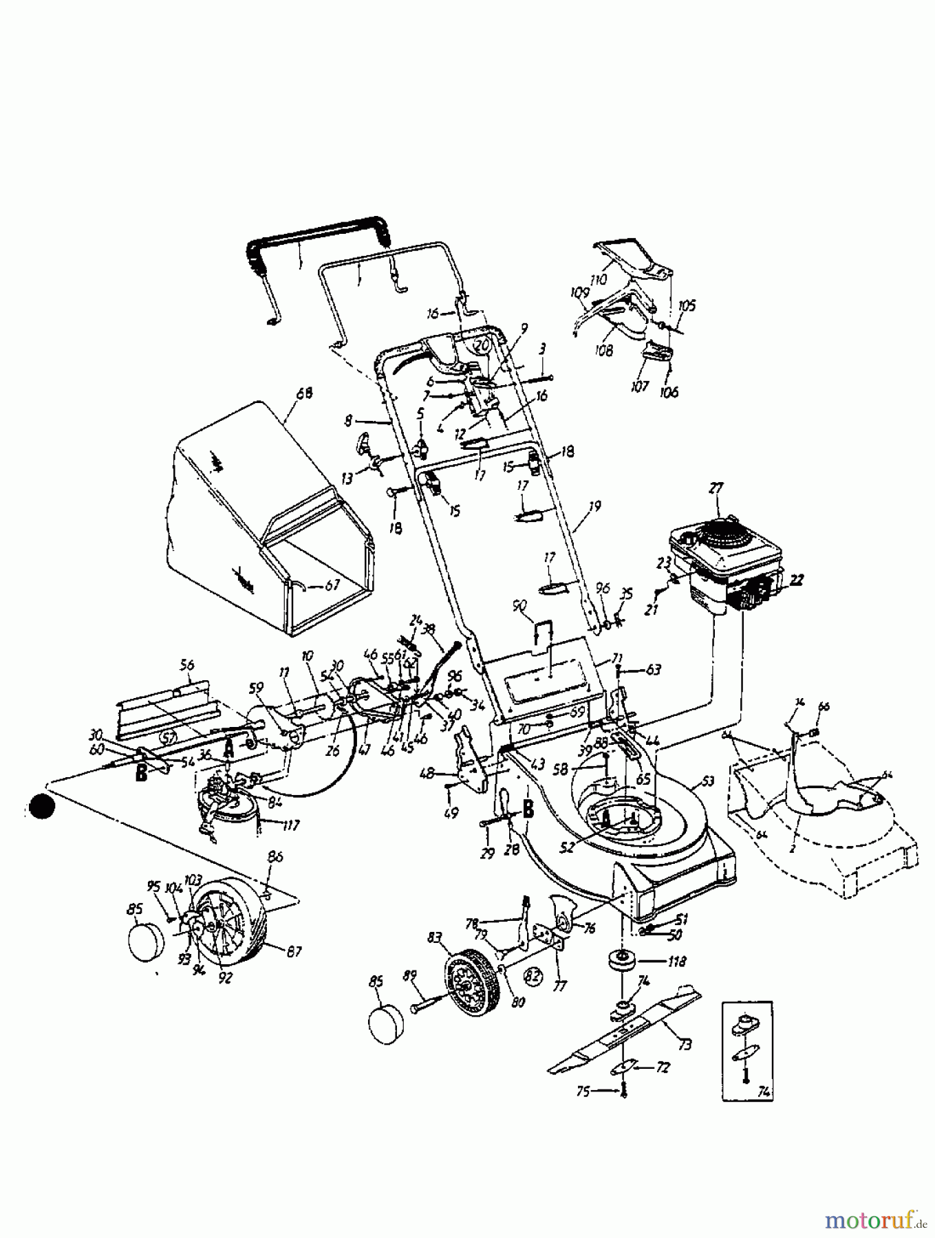  MTD Petrol mower self propelled GES 46 12A-680A678  (1998) Basic machine