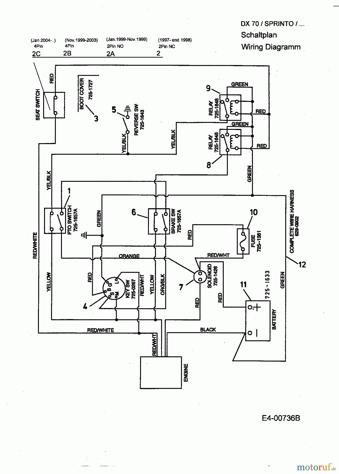  MTD Lawn tractors Sprinto 13A-320-678  (1998) Wiring diagram