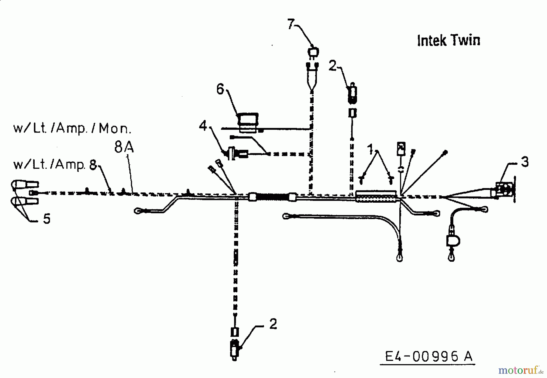  MTD Lawn tractors H/165 13AO698G678  (1999) Wiring diagram Intek Twin