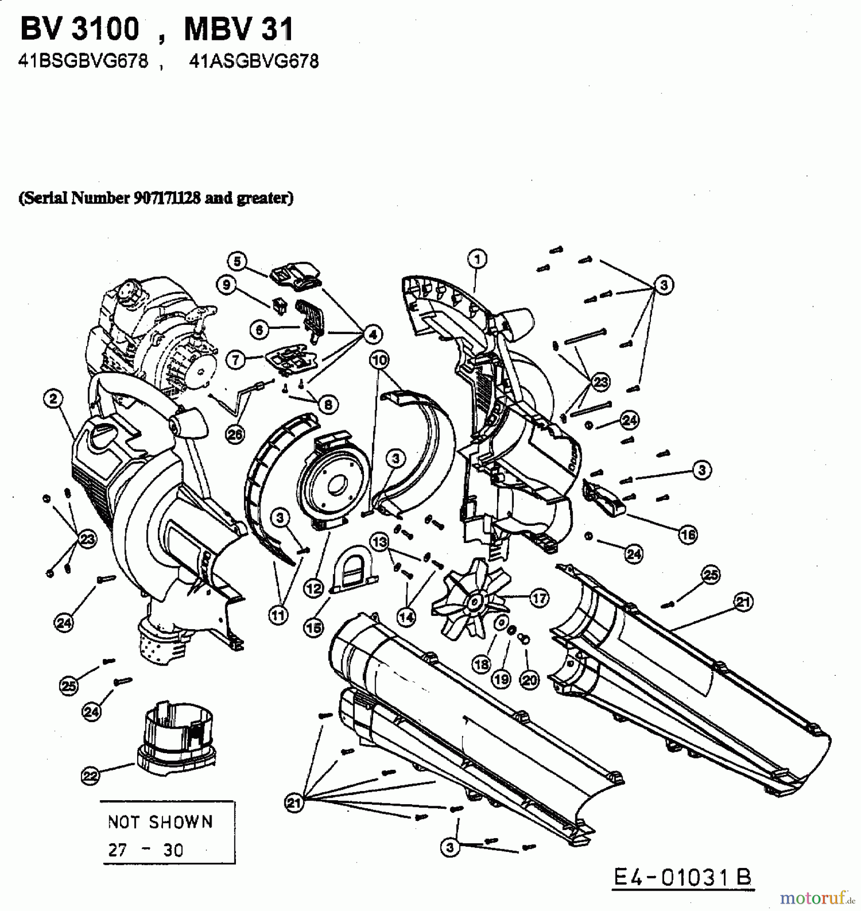  MTD Leaf blower, Blower vac BV 3100 41BSGBVG678  (2003) Basic machine