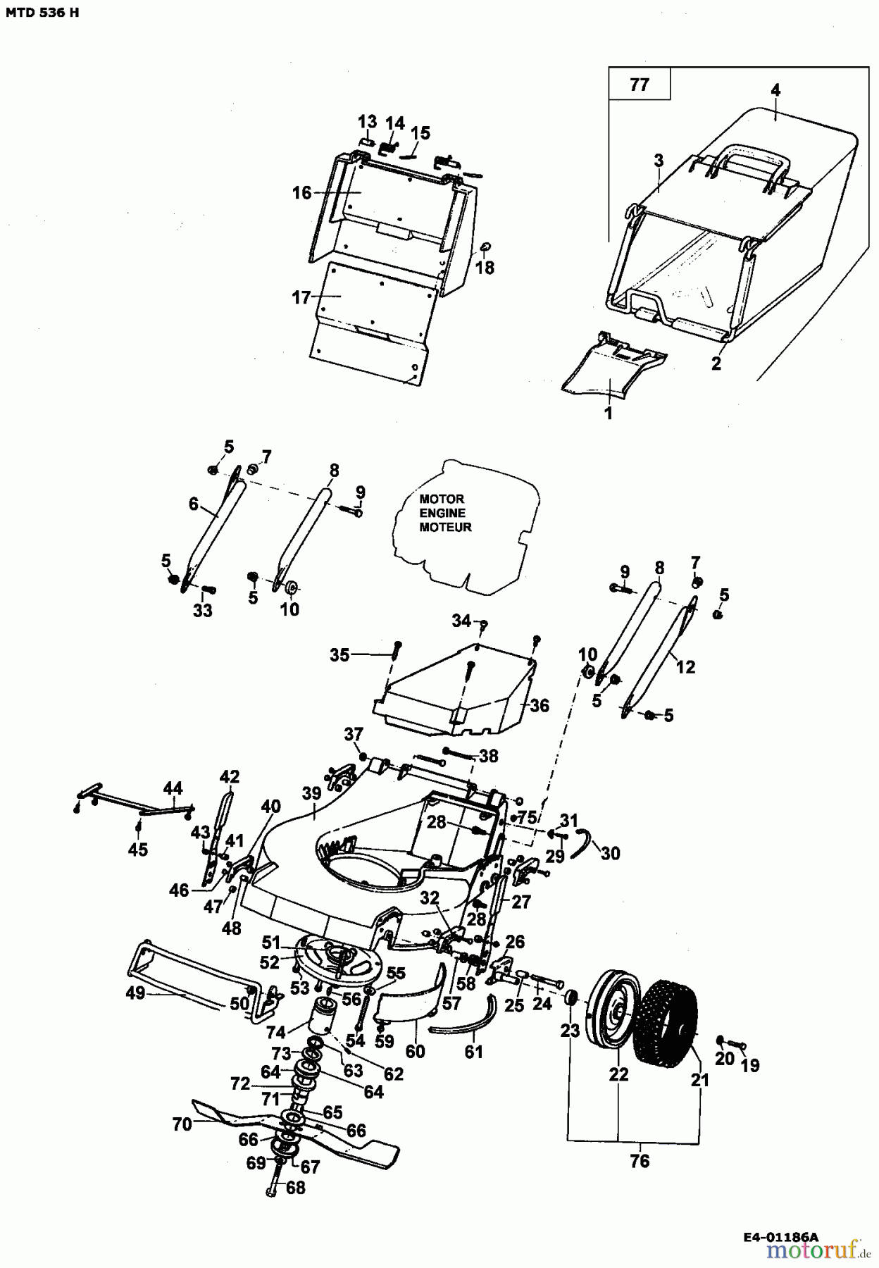  MTD Petrol mower self propelled 536 H 902B530A001  (1995) Basic machine