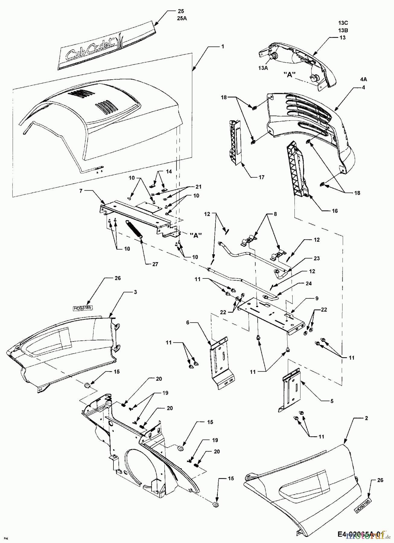  Cub Cadet Garden tractors HDS 3185 14A-665-603  (1999) Engine hood C-Style