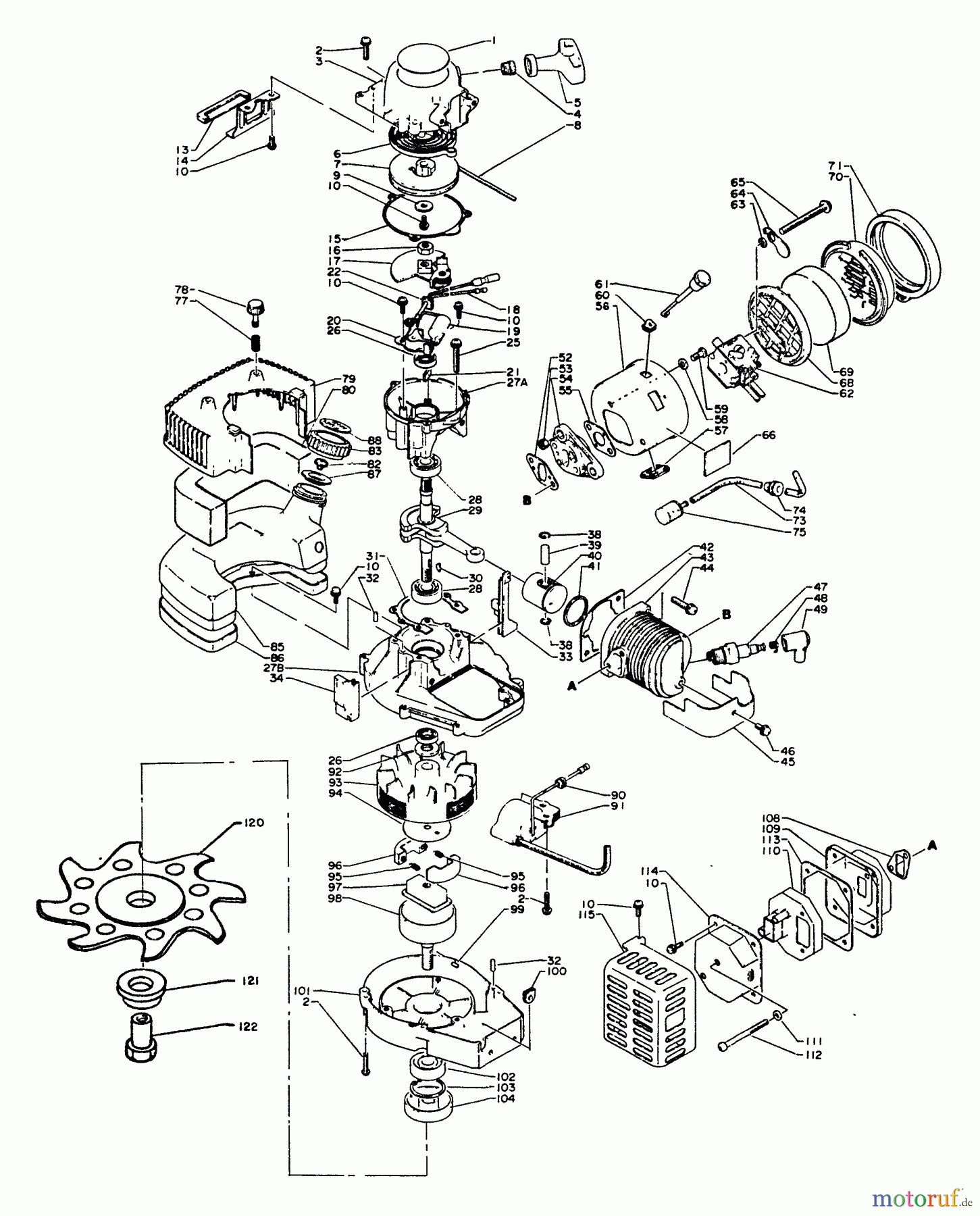  Echo Trimmer, Faden / Bürste GTL-140 - Echo String Trimmer, S/N: 0001001 - 0010204 Engine, Crankcase, Intake, Exhaust, Air Cleaner, Ignition