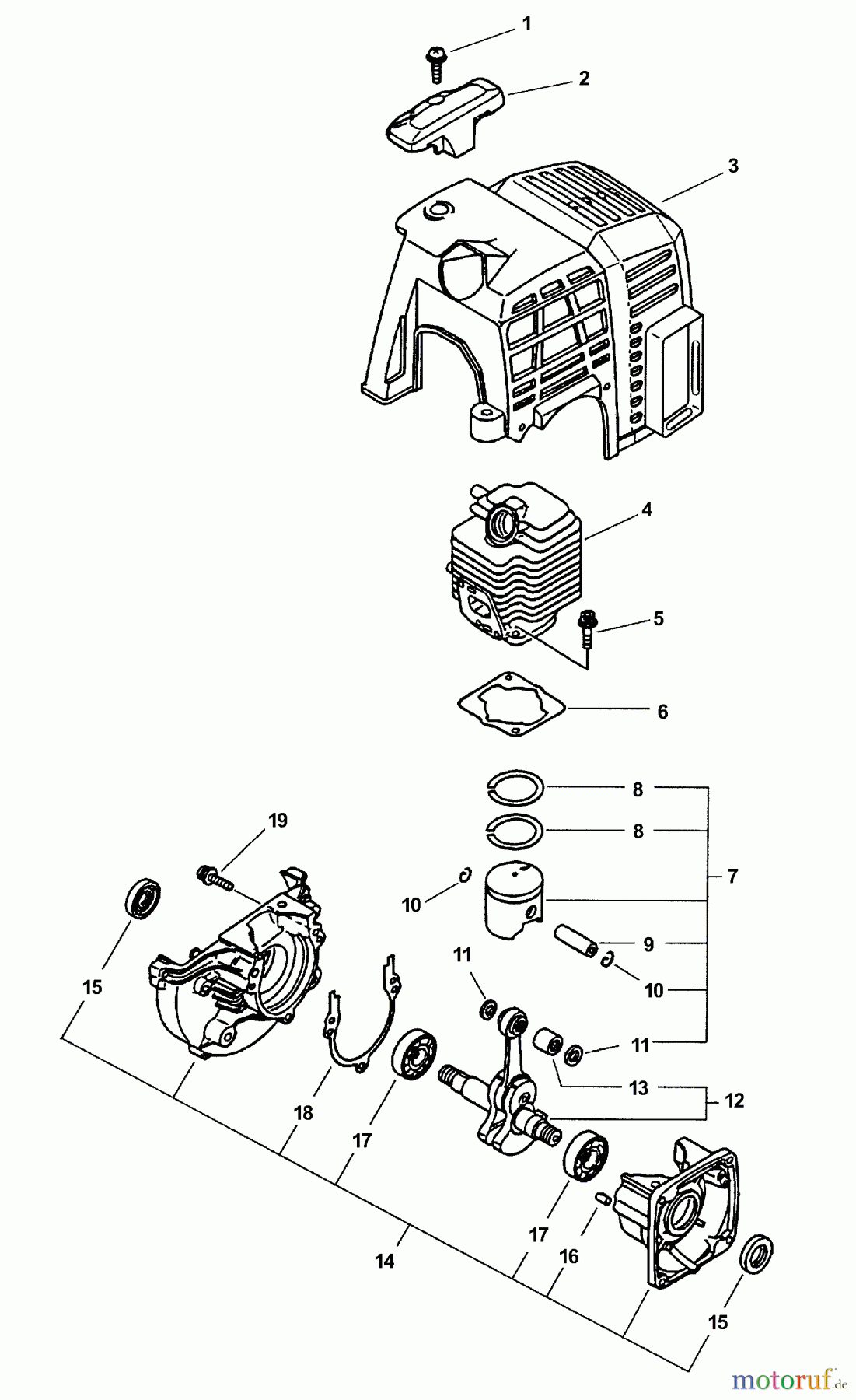  Echo Trimmer, Faden / Bürste PAS-211 - Echo Power Unit Crankcase, Cylinder Cover, Engine