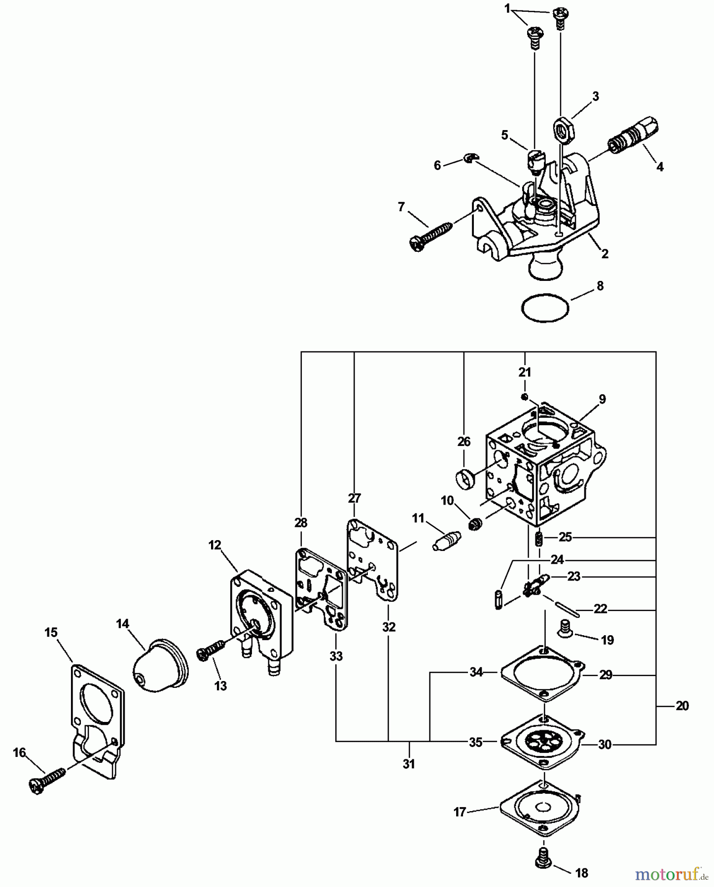  Echo Trimmer, Faden / Bürste PAS-230 - Echo Power Unit, S/N: 05001001 - 05999999 Carburetor -- RB-K66  S/N: 05001001 - 05001953