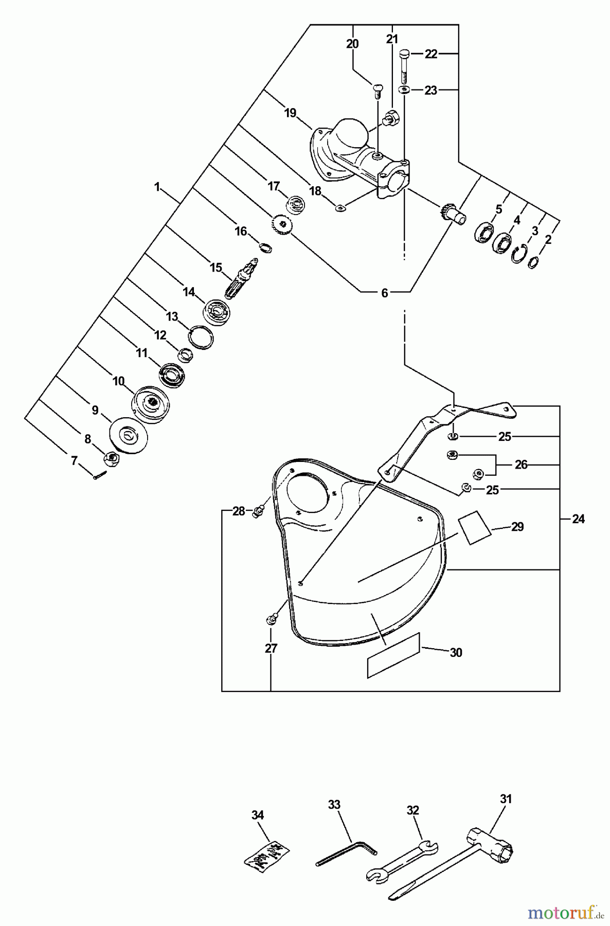  Echo Trimmer, Faden / Bürste SRM-2410 - Echo String Trimmer (Type 1E) Gear Case, Shield, Tools
