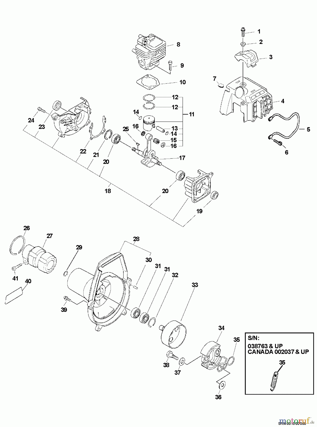  Echo Trimmer, Faden / Bürste SRM-2610 - Echo String Trimmer Crankcase, Engine, Engine Cover, Fan Case