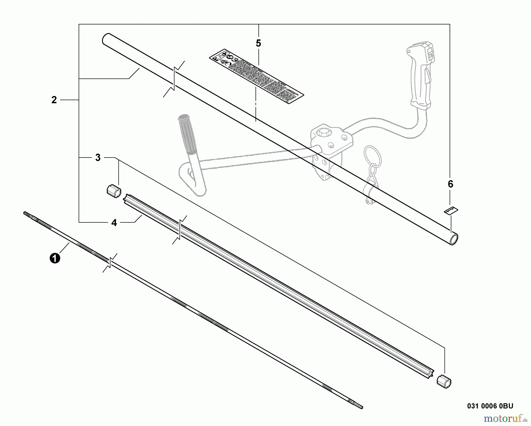 Echo Trimmer, Faden / Bürste SRM-280U - Echo String Trimmer/Brush Cutter, S/N:S75012001001 - S7501299999 Main Pipe Assembly, Driveshaft