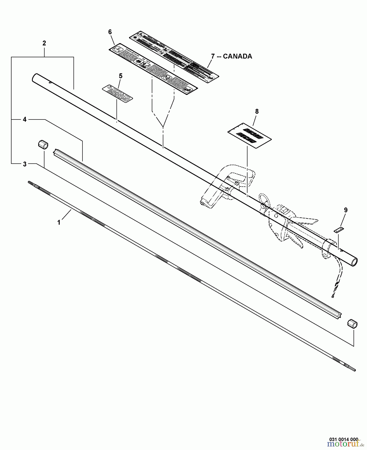  Echo Trimmer, Faden / Bürste SRM-311 - Echo String Trimmer, S/N:02001001 - 02999999 Main Pipe Assembly, Driveshaft