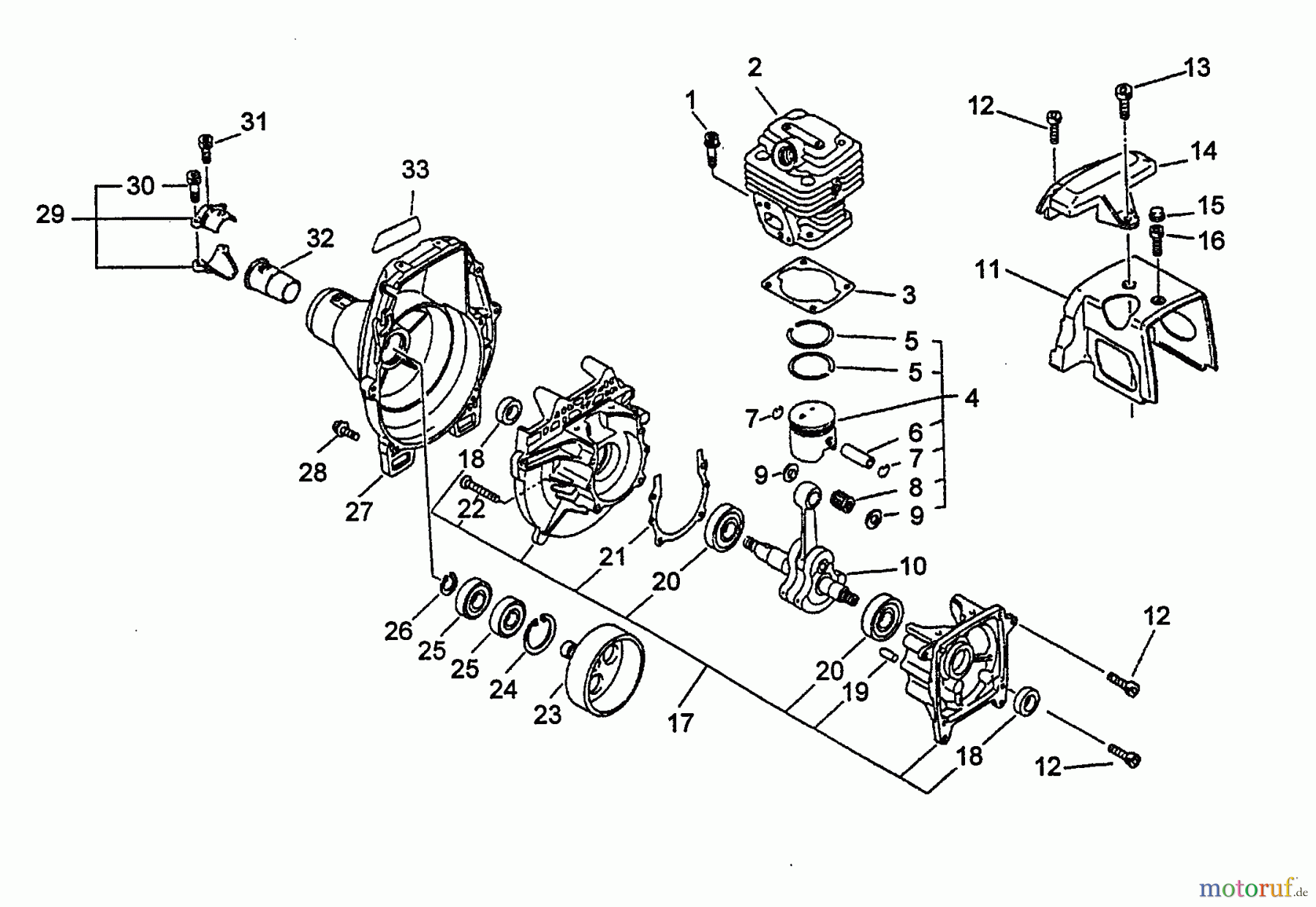  Echo Trimmer, Faden / Bürste SRM-3400 - Echo String Trimmer (Type 1) Engine, Crankcase, Fan Housing, Clutch Drum, Cover