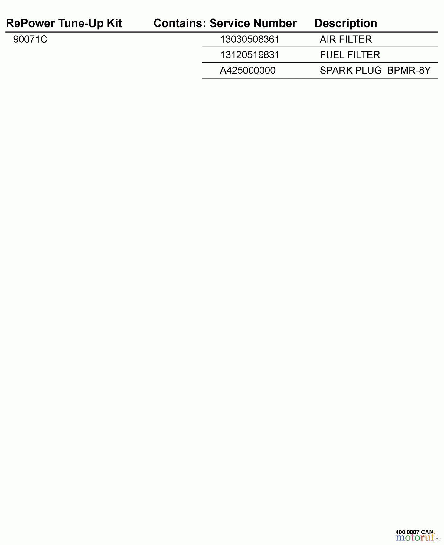  Echo Bläser / Sauger / Häcksler / Mulchgeräte	 PB-610 - Echo Back Pack Blower, S/N: 10001001 - 10999999 RePower Tune-Up Kit