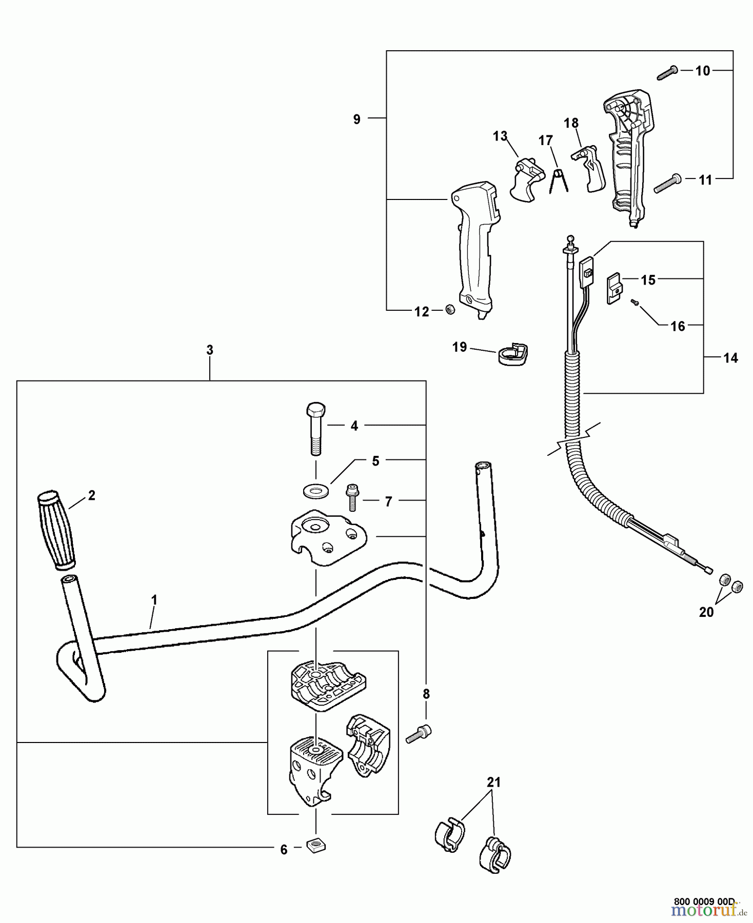  Echo Trimmer Zubehör 99944200700 - Echo U-Handle Blade Conversion Combo Kit Handles, Throttle Control