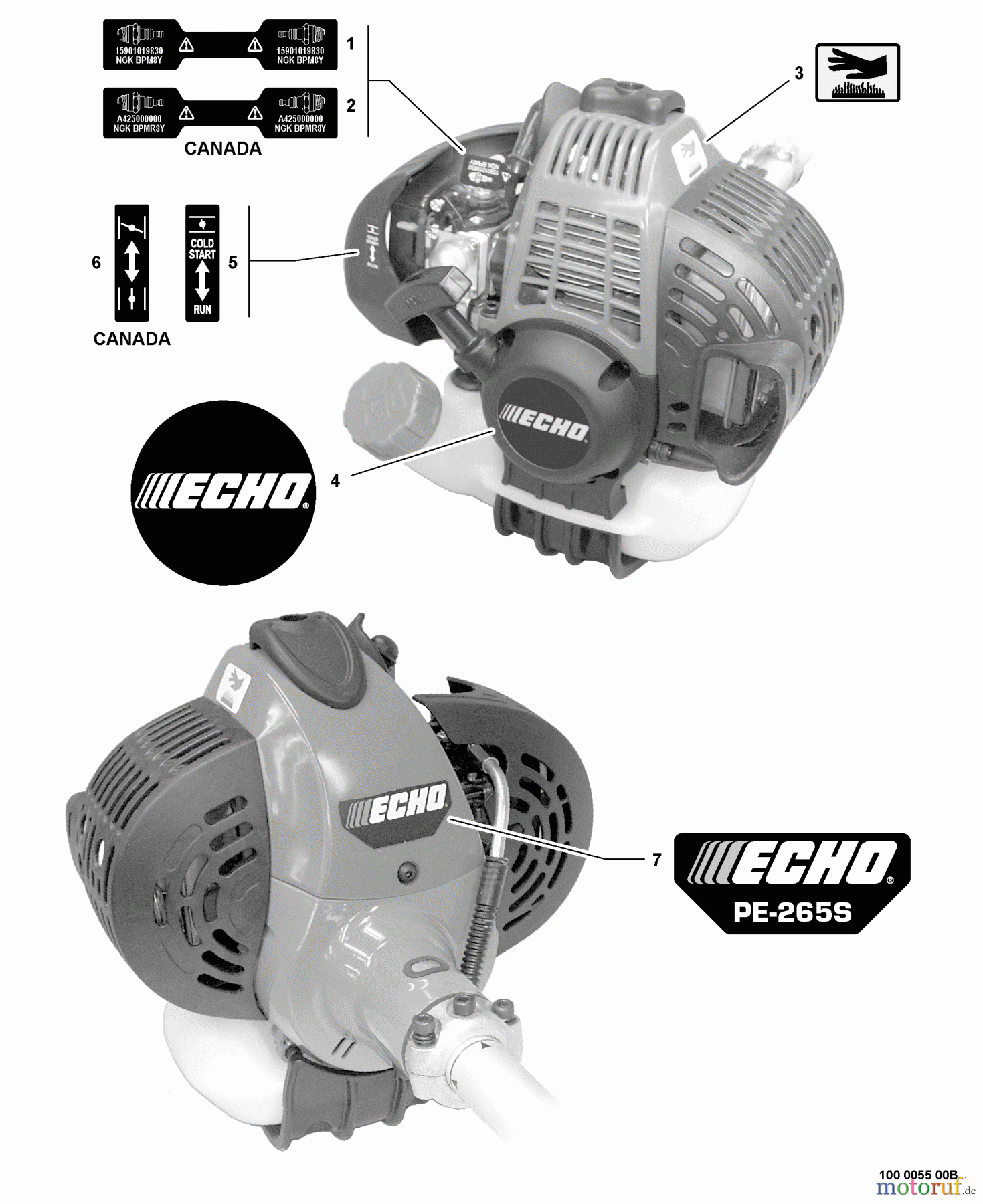  Echo Kantenschneider PE-265S - Echo Edger, S/N: S71311001001 - S71311999999 Labels