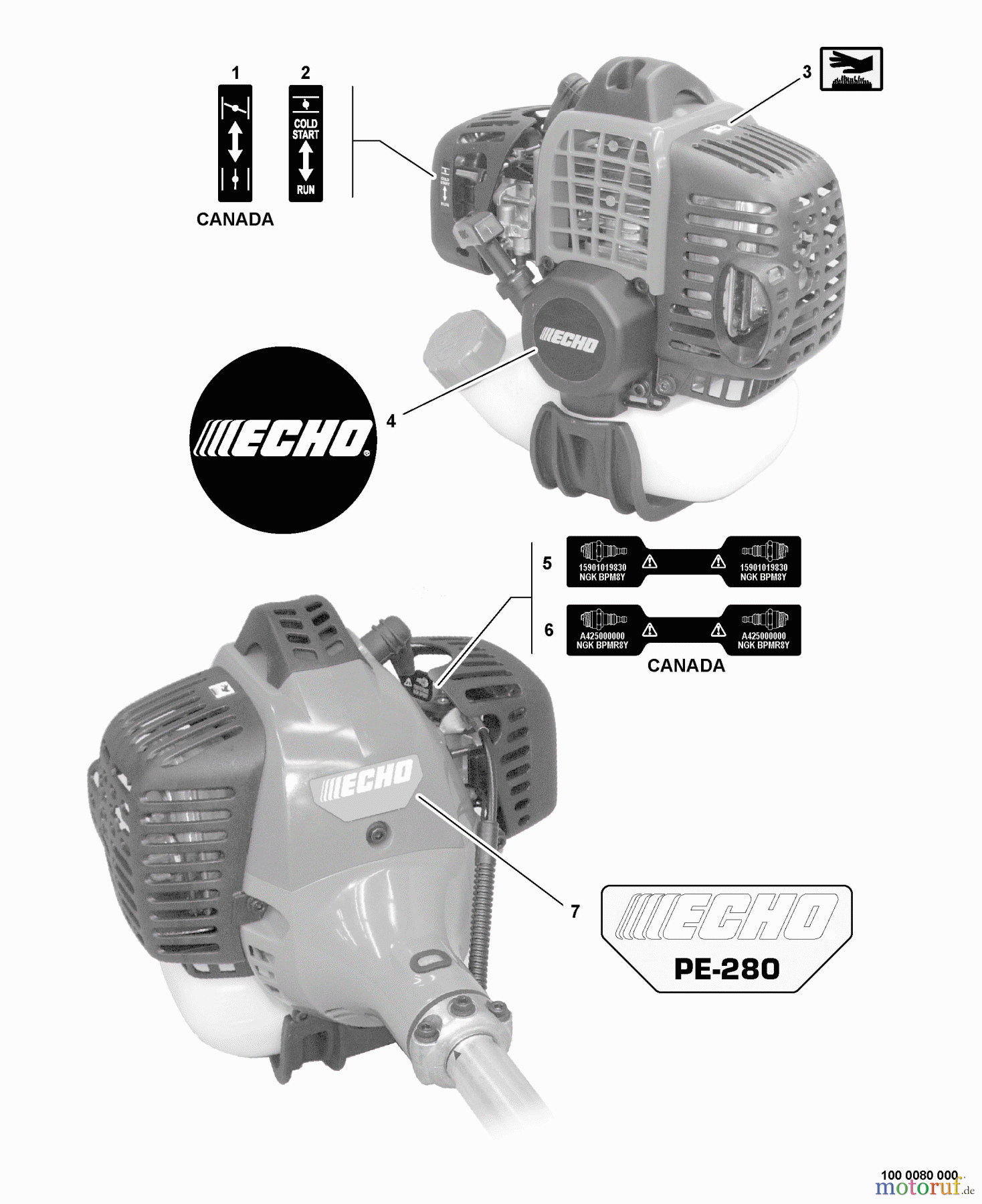  Echo Kantenschneider PE-280 - Echo Edger, S/N: S63012001001 - S63012999999 Labels