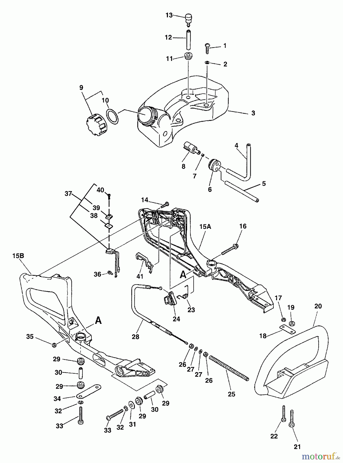  Echo Heckenscheren HC-1600 - Echo Hedge Trimmer (Type 1E) Fuel System, Handles, Throttle
