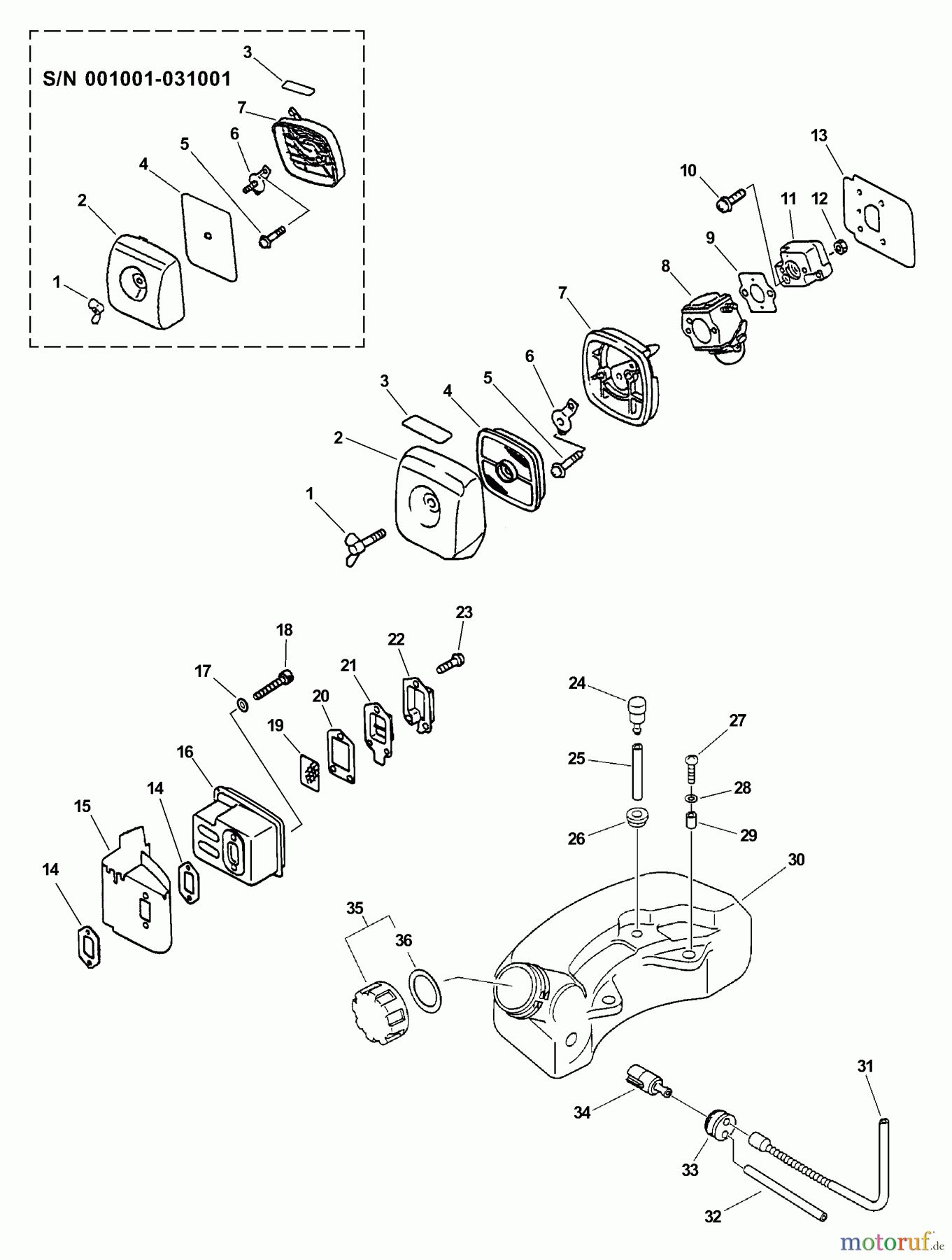  Echo Heckenscheren HC-2410 - Echo Hedge Trimmer (Type 1) Intake, Exhaust, Fuel System
