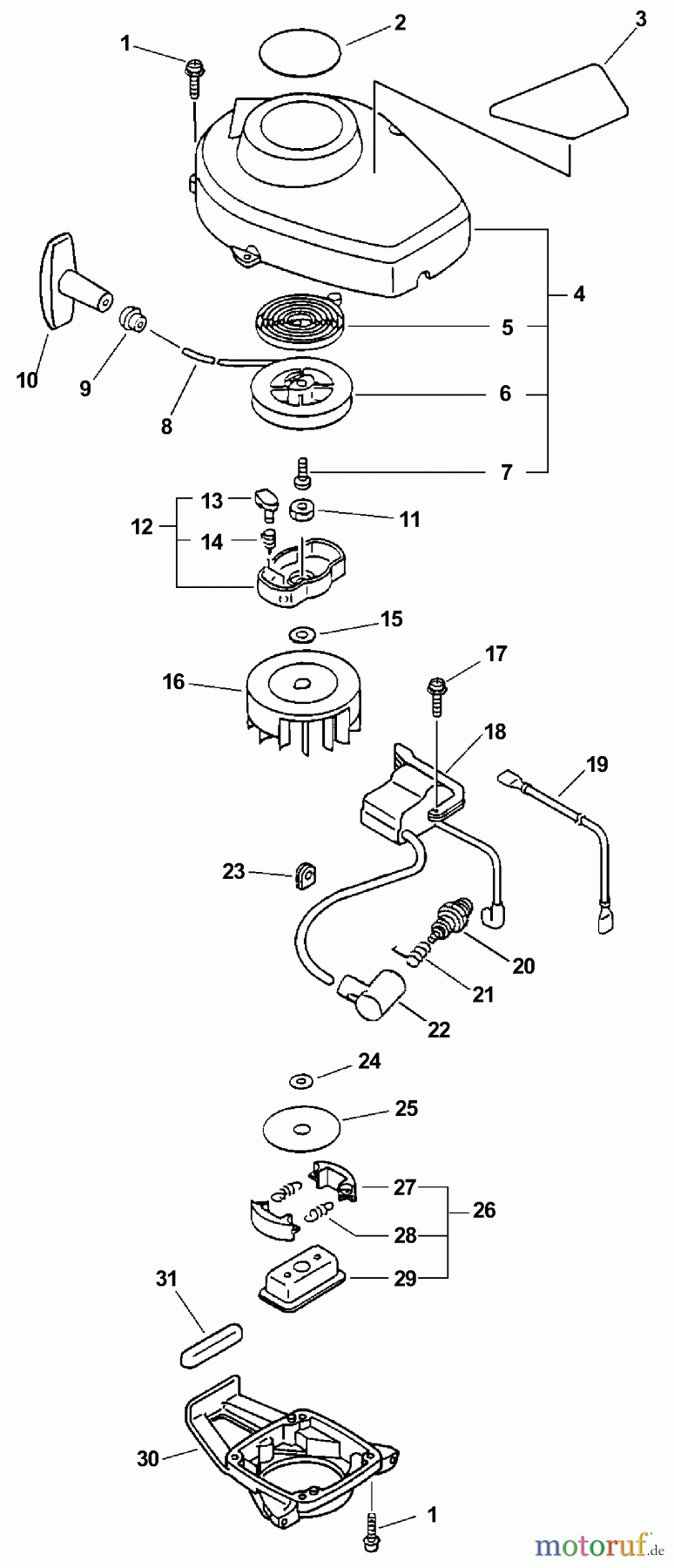  Echo Heckenscheren HC-2410 - Echo Hedge Trimmer (Type 2E) Ignition, Starter Assembly, Clutch