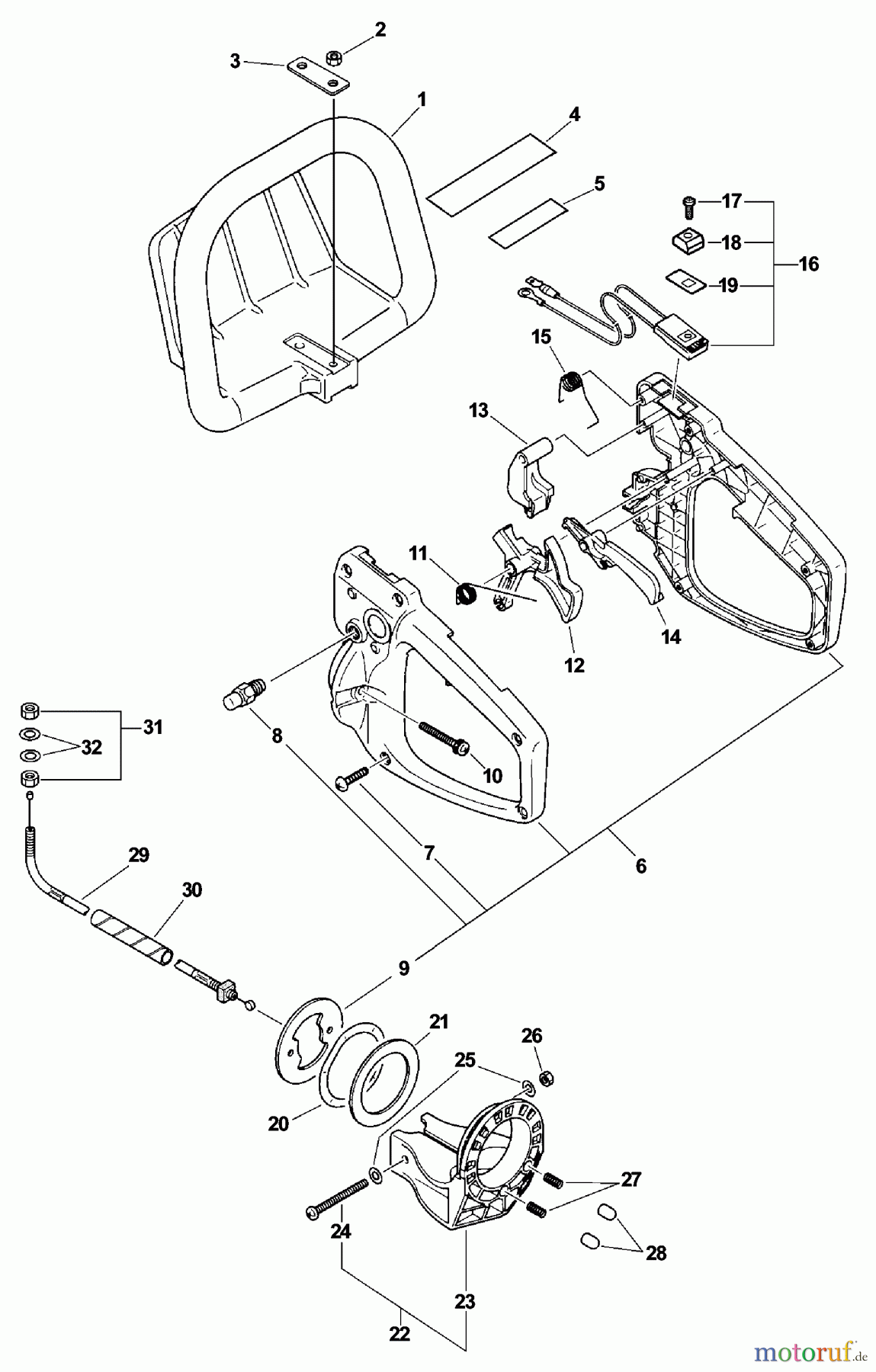  Echo Heckenscheren HCR-151 - Echo Hedge Trimmer, S/N: 06001001 - 06999999 Articulating Handle, Ignition Switch, Throttle Cable