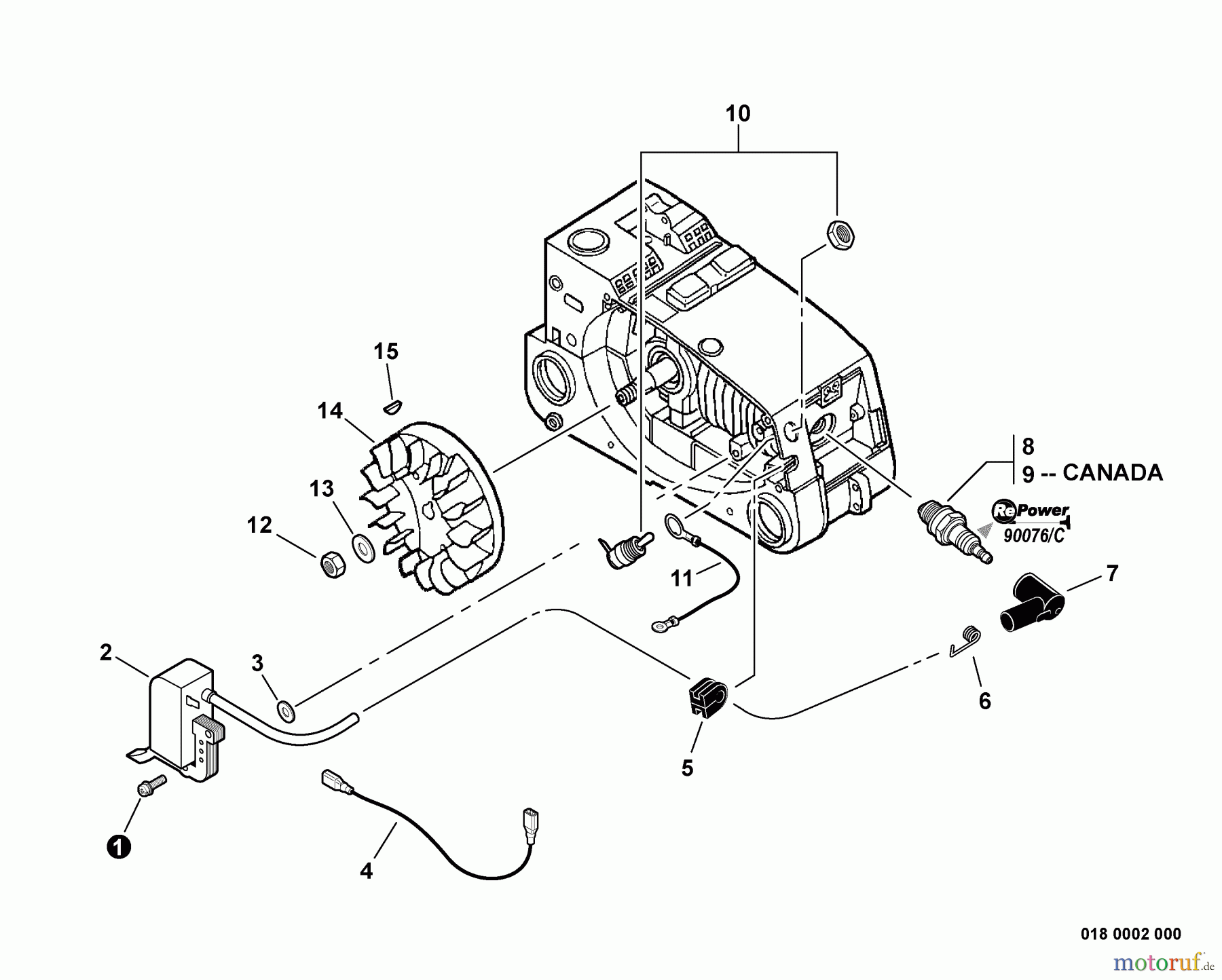  Echo Sägen, Kettensägen CS-341 - Echo Chainsaw, S/N: 02001001 - 02999999 Ignition  S/N: 02001001 - 02008444