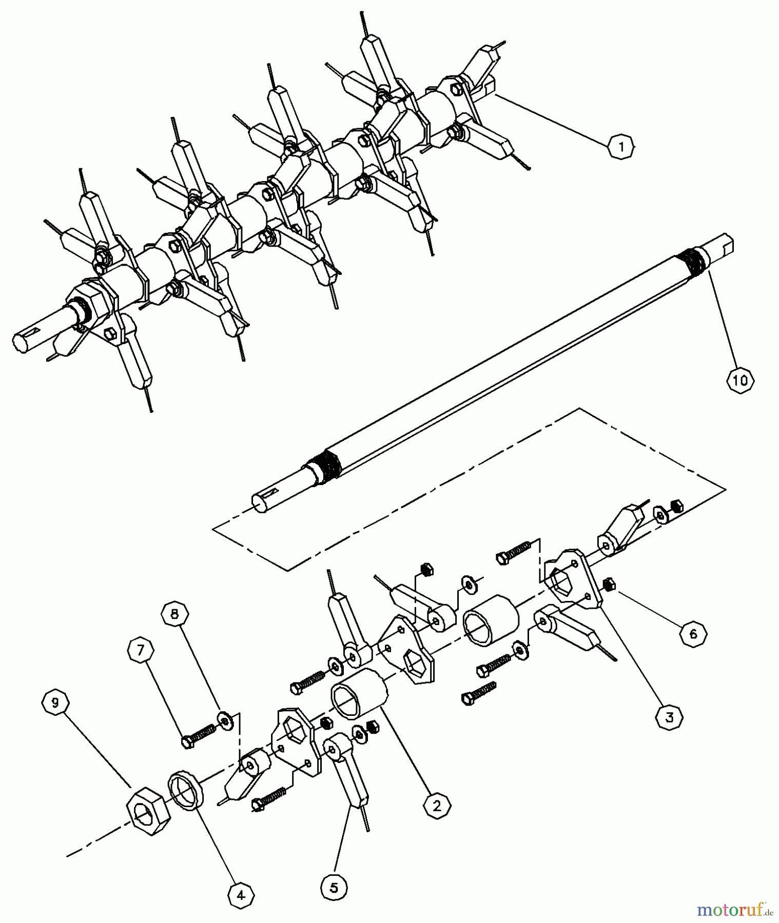  Husqvarna Belüfter / Vertikutierer / Rechen DT 20 A (968999190) - Husqvarna Dethatcher (2000-05 & After) Spring Tine Shaft Assembly