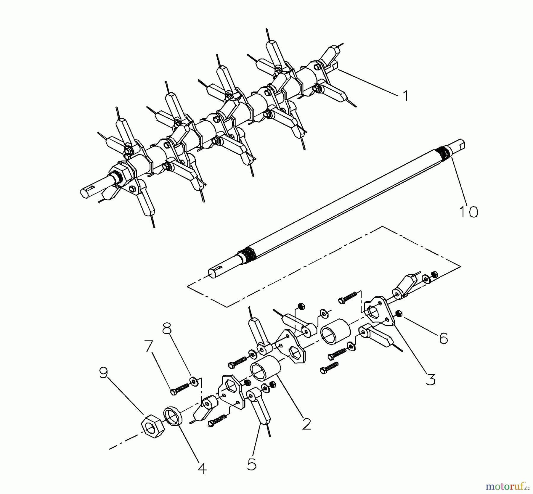  Husqvarna Belüfter / Vertikutierer / Rechen DTH 20A (968999192) - Husqvarna Dethatcher (2000-09 & After) Spring Tine Shaft Assembly