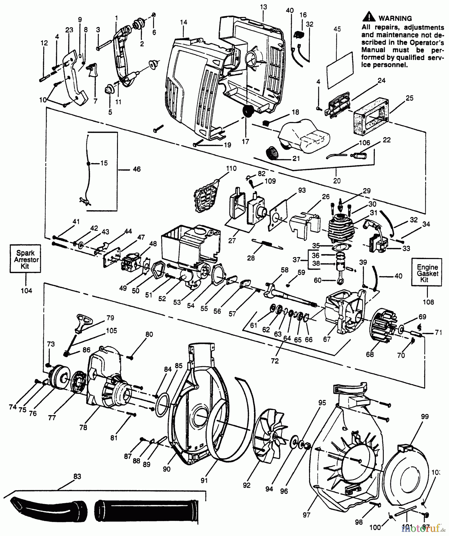  Husqvarna Bläser / Sauger / Häcksler / Mulchgeräte 132 HBV - Husqvarna Handheld Blower Vacuum (1996-01 & After) Main Assembly