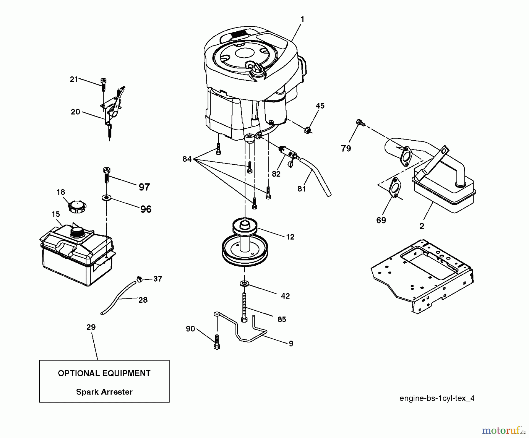  Jonsered Rasen  und Garten Traktoren LT2217 A (96041003300) - Jonsered Lawn & Garden Tractor (2007-02) ENGINE