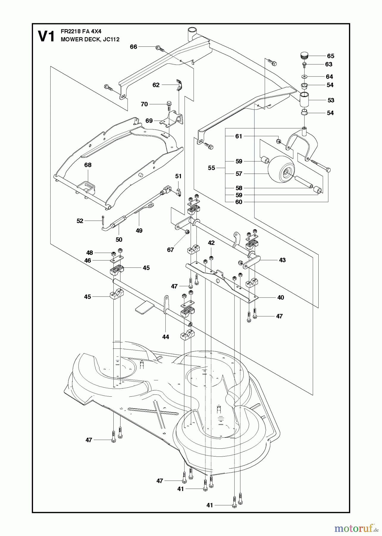  Jonsered Reitermäher FR2216 FA2 4x4 (966773901) - Jonsered Rear-Engine Riding Mower (2012) MOWER DECK / CUTTING DECK #1