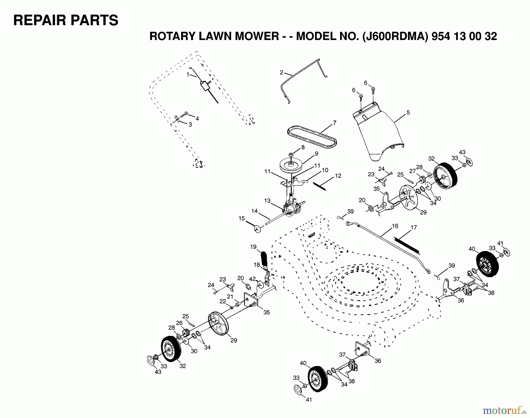  Jonsered Rasenmäher 600RDM2 (J600RDMA, 954130032) - Jonsered Walk-Behind Mower (1999-03) PRODUCT COMPLETE #1