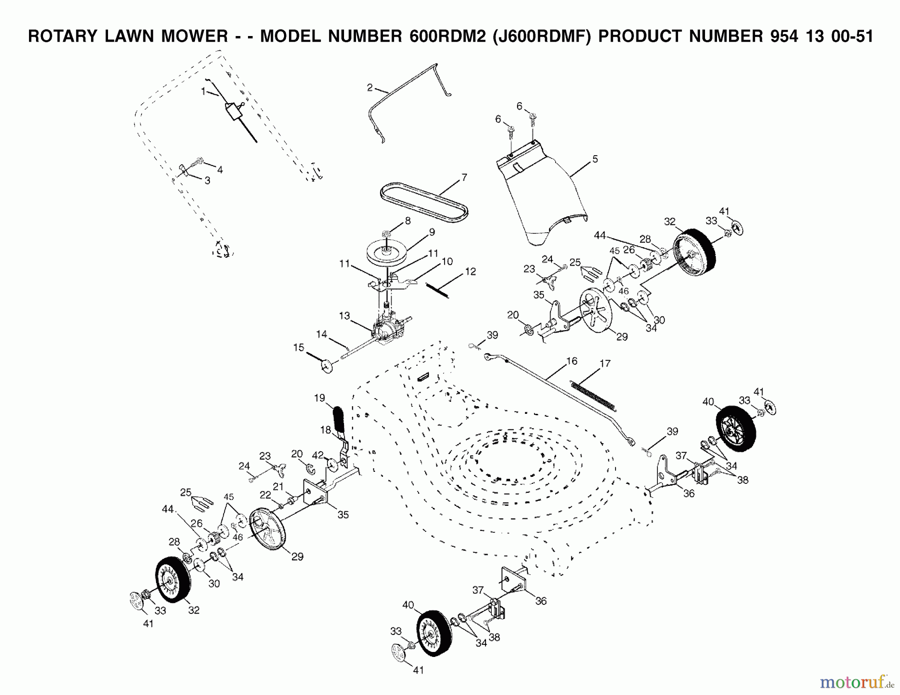  Jonsered Rasenmäher 600RDM2 (J600RDMF, 954130051) - Jonsered Walk-Behind Mower (2002-02) PRODUCT COMPLETE #1
