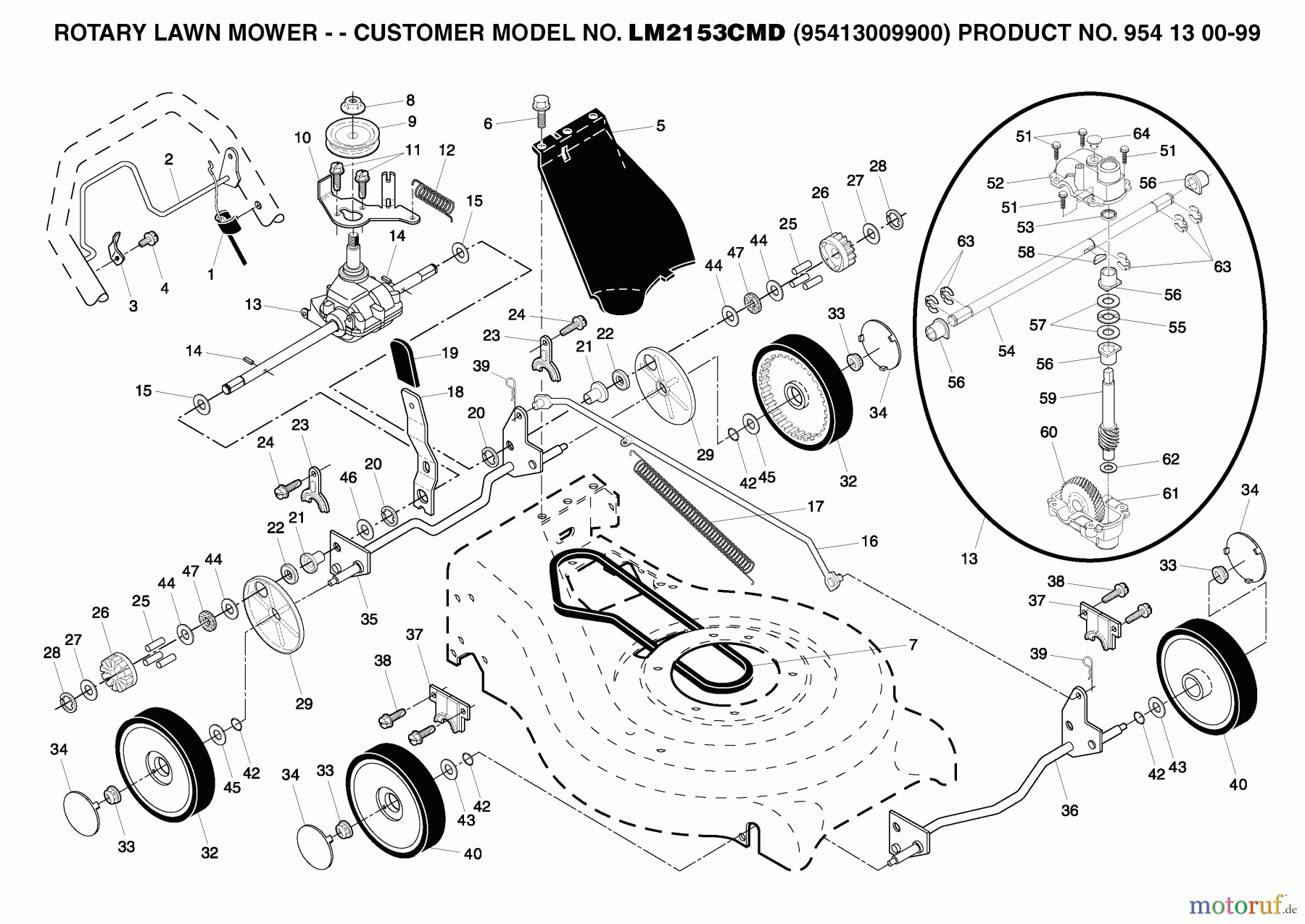  Jonsered Rasenmäher LM2153CMD (954130099, 95413009900) - Jonsered Walk-Behind Mower (2005-02) PRODUCT COMPLETE #2