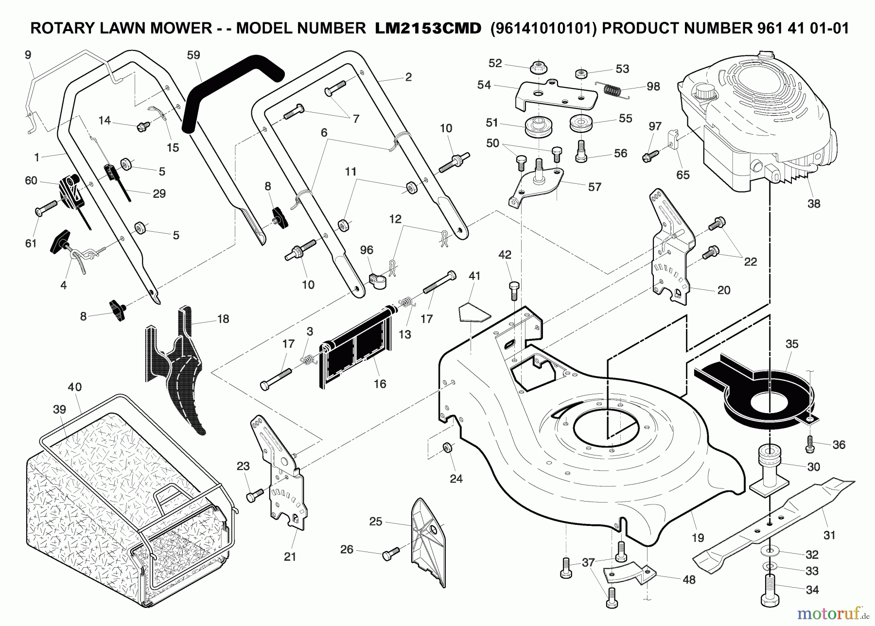  Jonsered Rasenmäher LM2153CMD (96141010101) - Jonsered Walk-Behind Mower (2007-06) CHASSIS ENCLOSURES