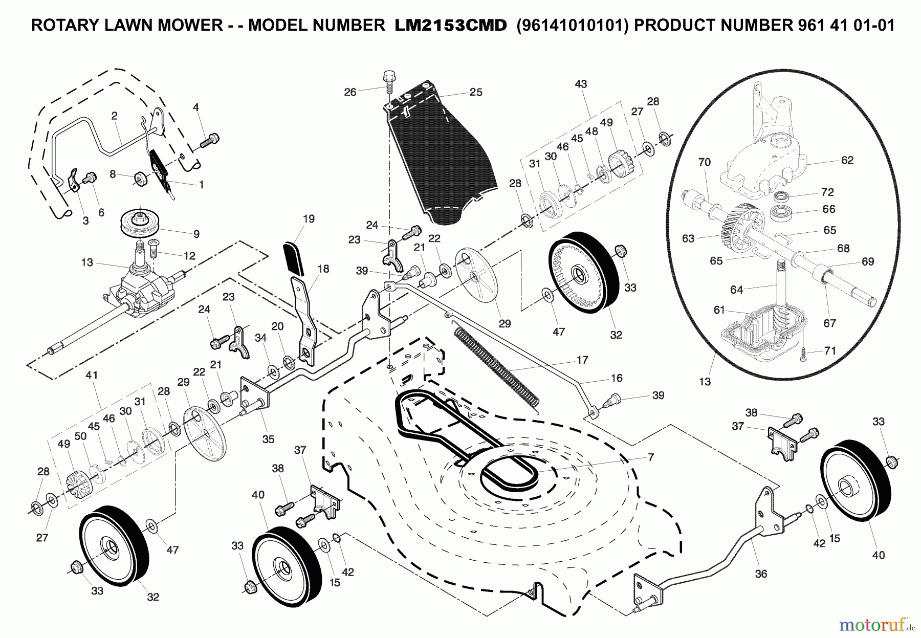 Jonsered Rasenmäher LM2153CMD (96141010101) - Jonsered Walk-Behind Mower (2007-06) DRIVE
